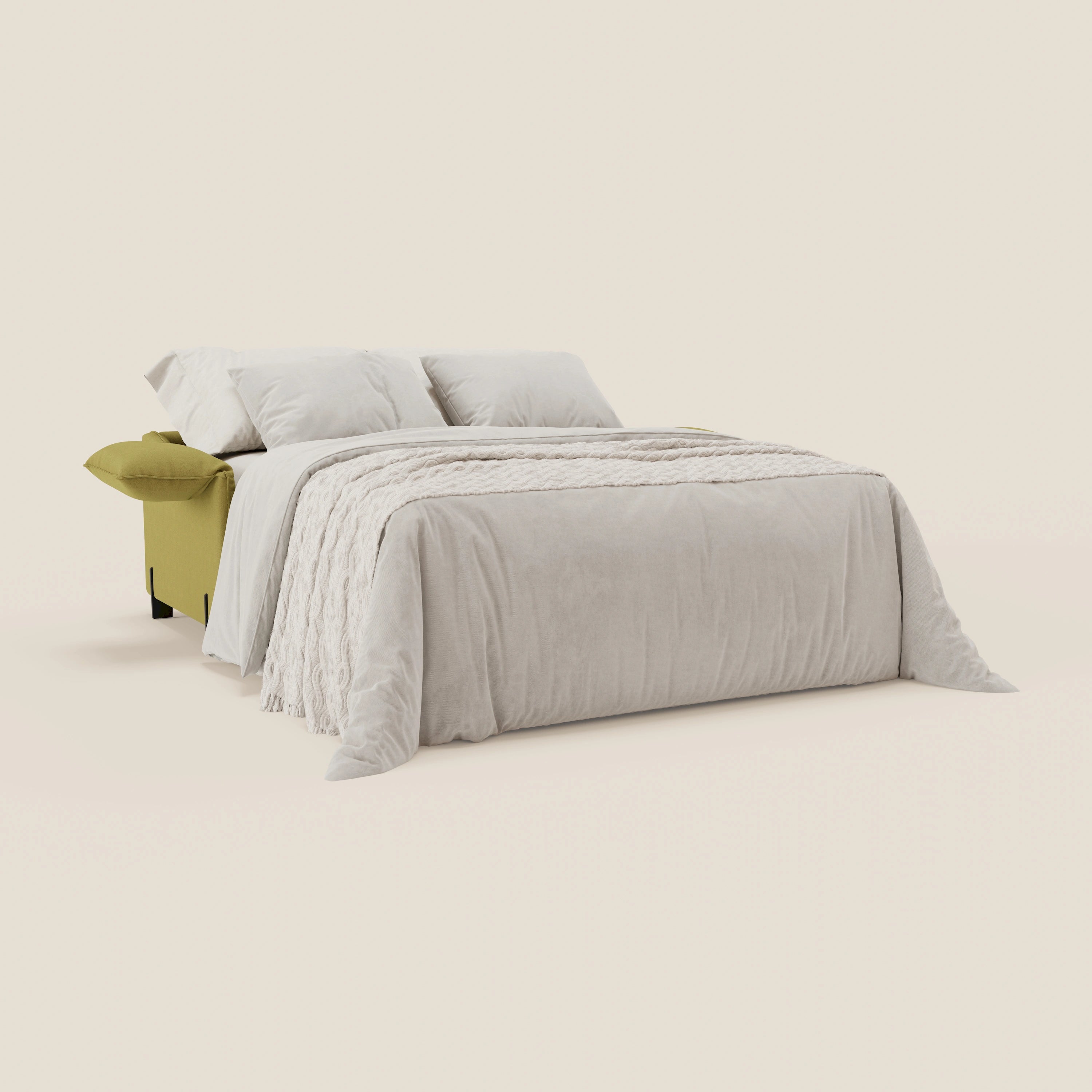 Primula divano letto con materasso alto 18 cm - braccioli mobili e tessuto smacchiabile T05 - divani.store