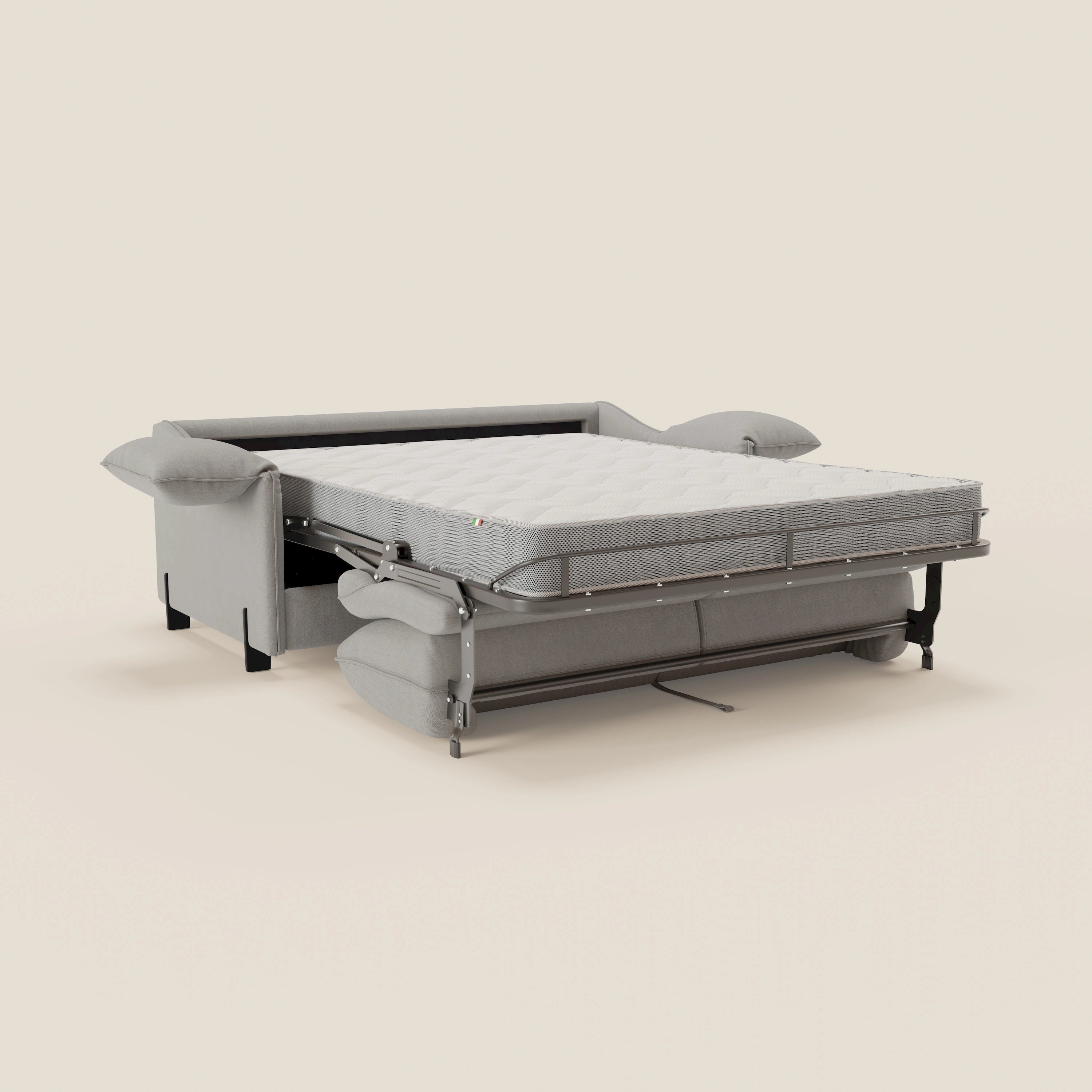 Primula divano letto con materasso alto 18 cm - braccioli mobili e tessuto smacchiabile T05 - divani.store