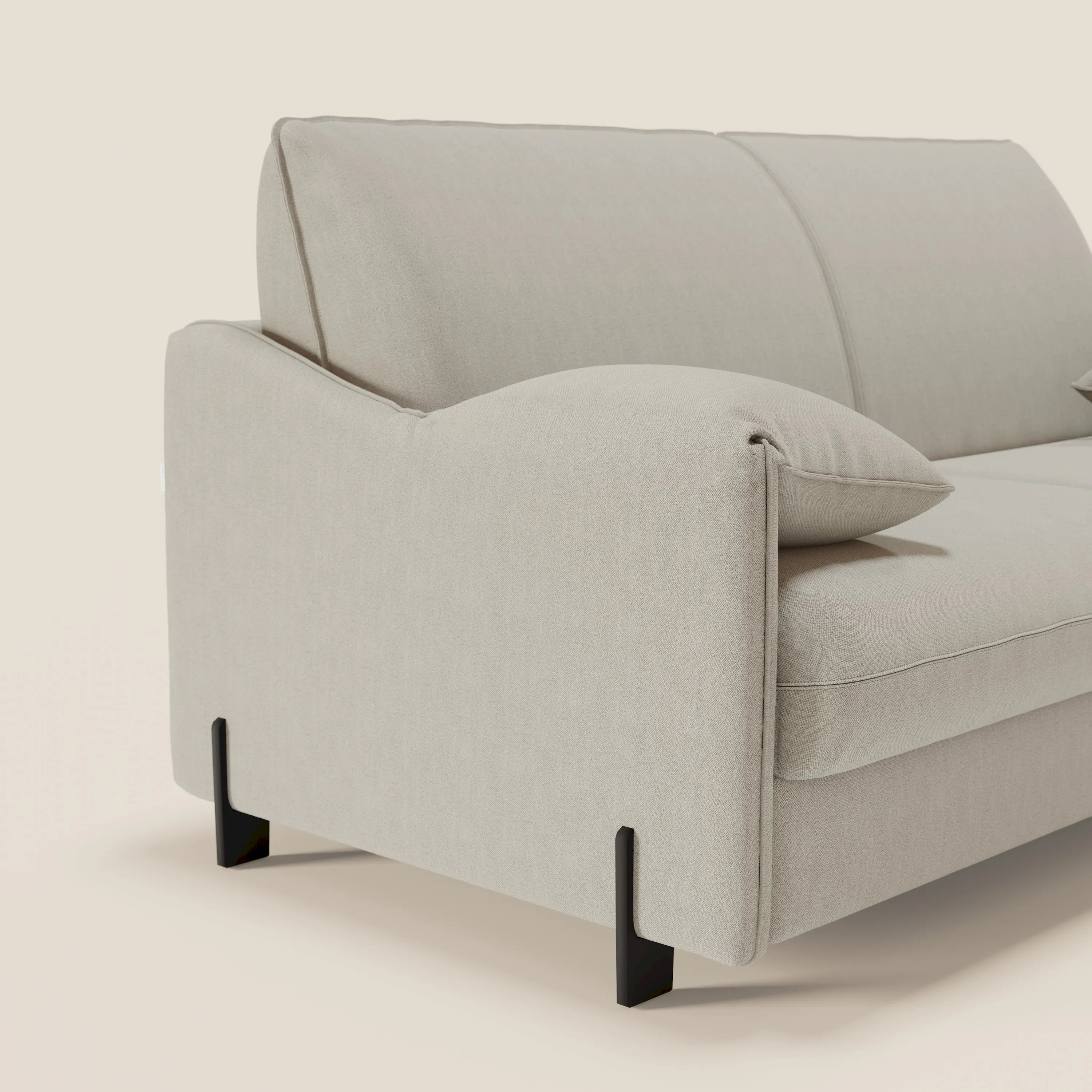 Primula divano letto con materasso alto 18 cm - braccioli mobili e tessuto smacchiabile T05 - divani.store