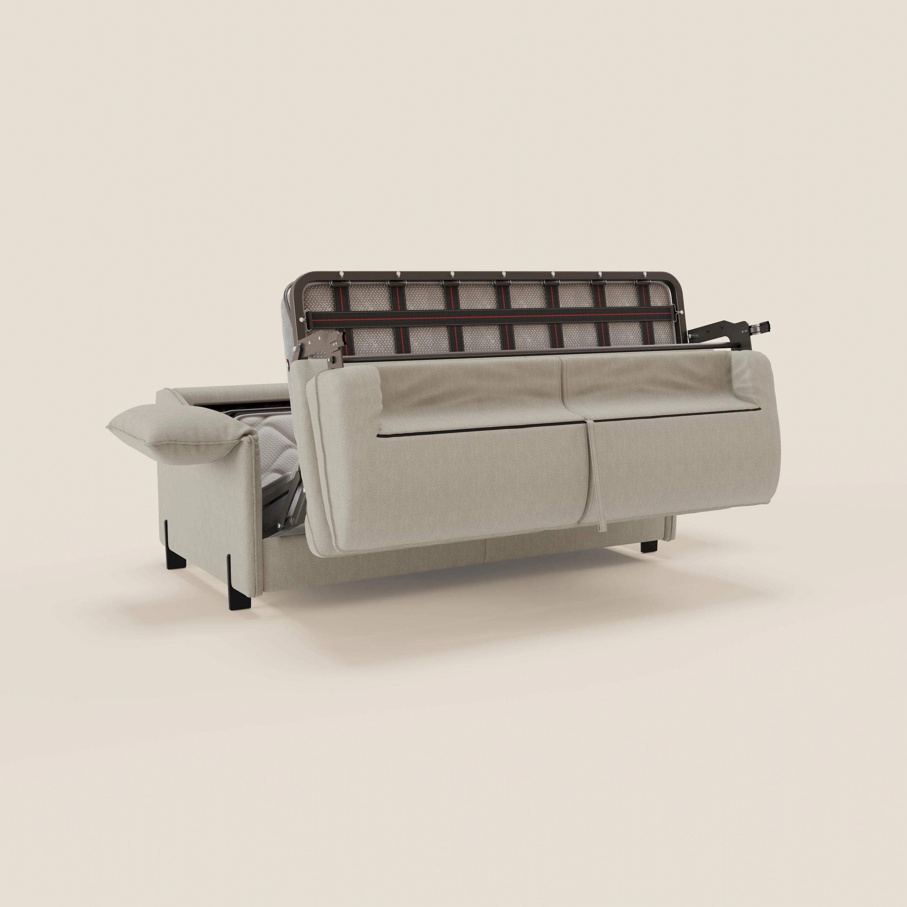 Primula divano letto con materasso alto 18 cm - braccioli mobili e tessuto smacchiabile T05 - divani.store
