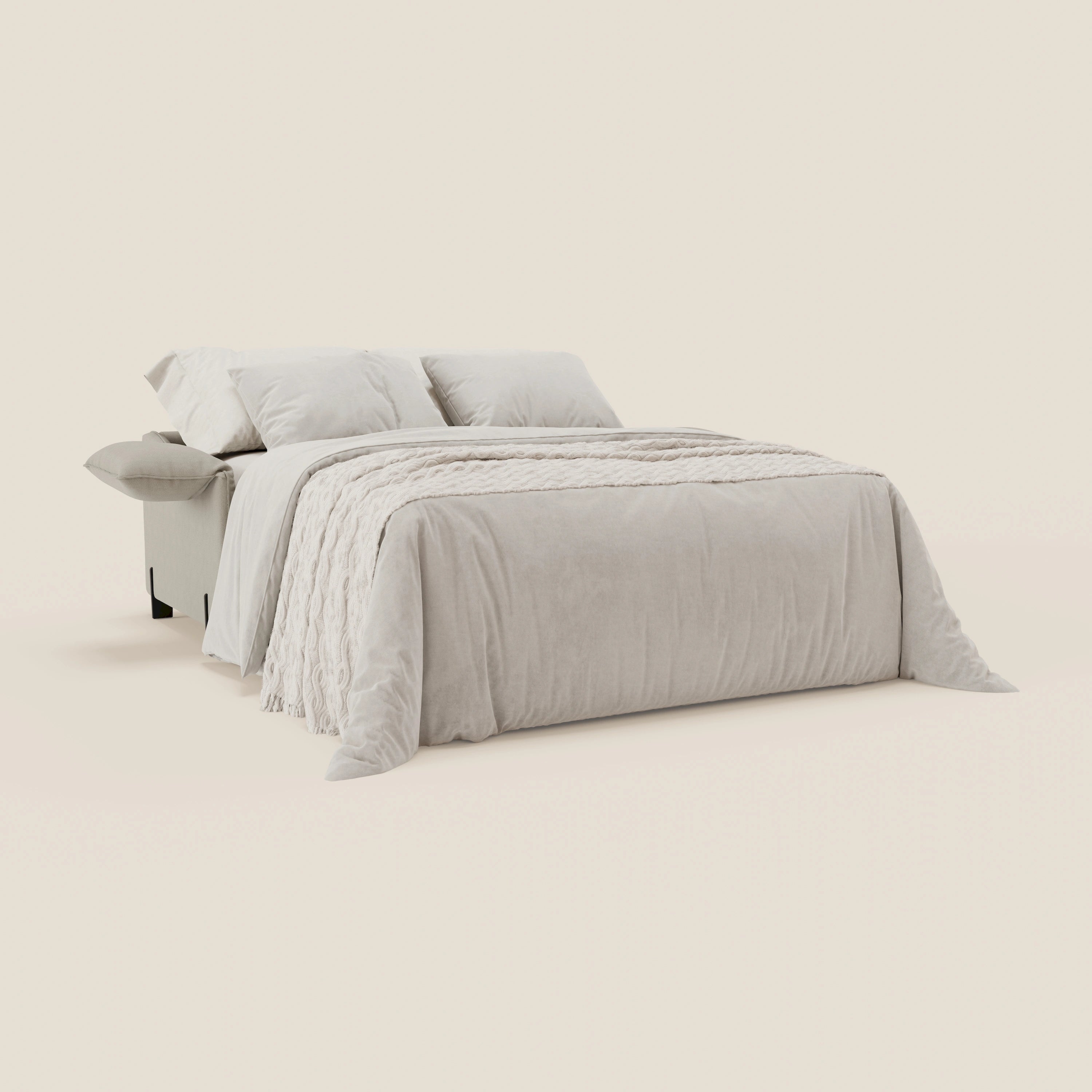 Primula divano letto con materasso alto 18 cm - braccioli mobili e tessuto smacchiabile T05 - divani.store