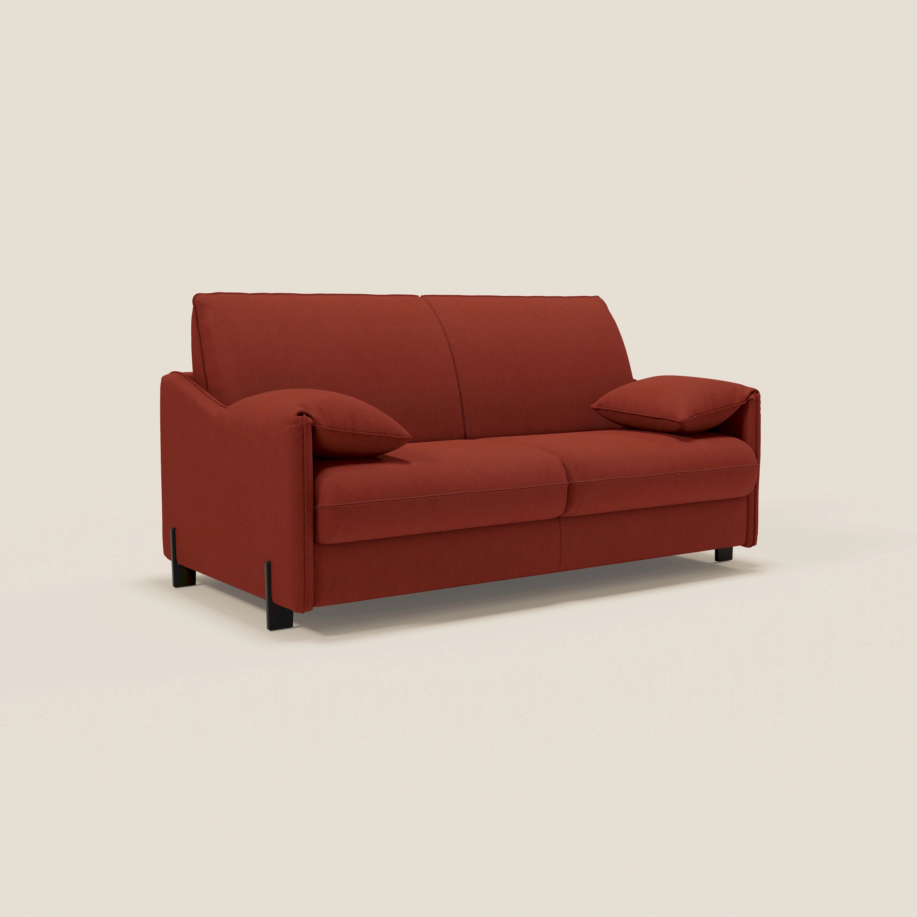 Primula divano letto con materasso alto 18 cm - braccioli mobili e tessuto smacchiabile T05 - divani.store