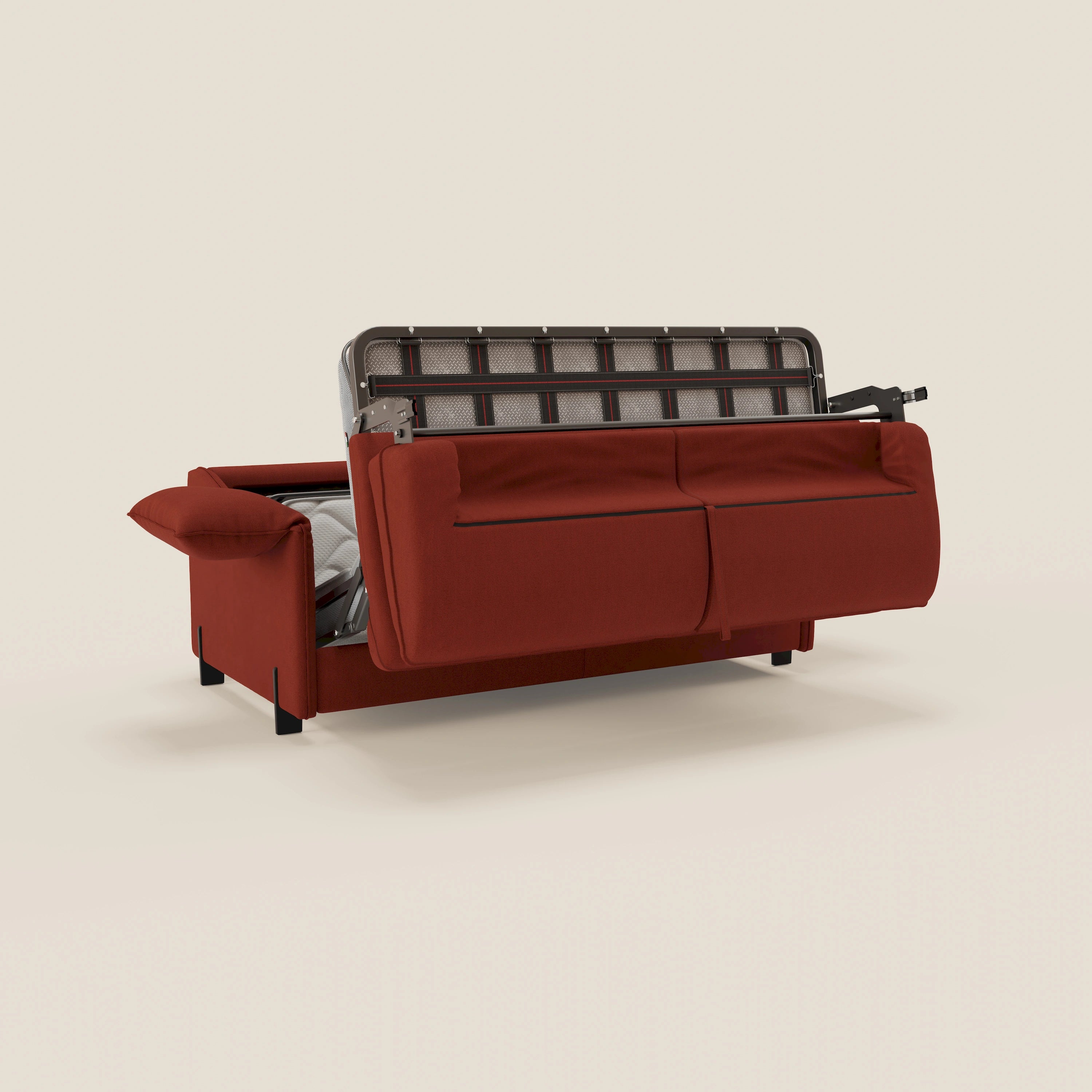 Primula divano letto con materasso alto 18 cm - braccioli mobili e tessuto smacchiabile T05 - divani.store