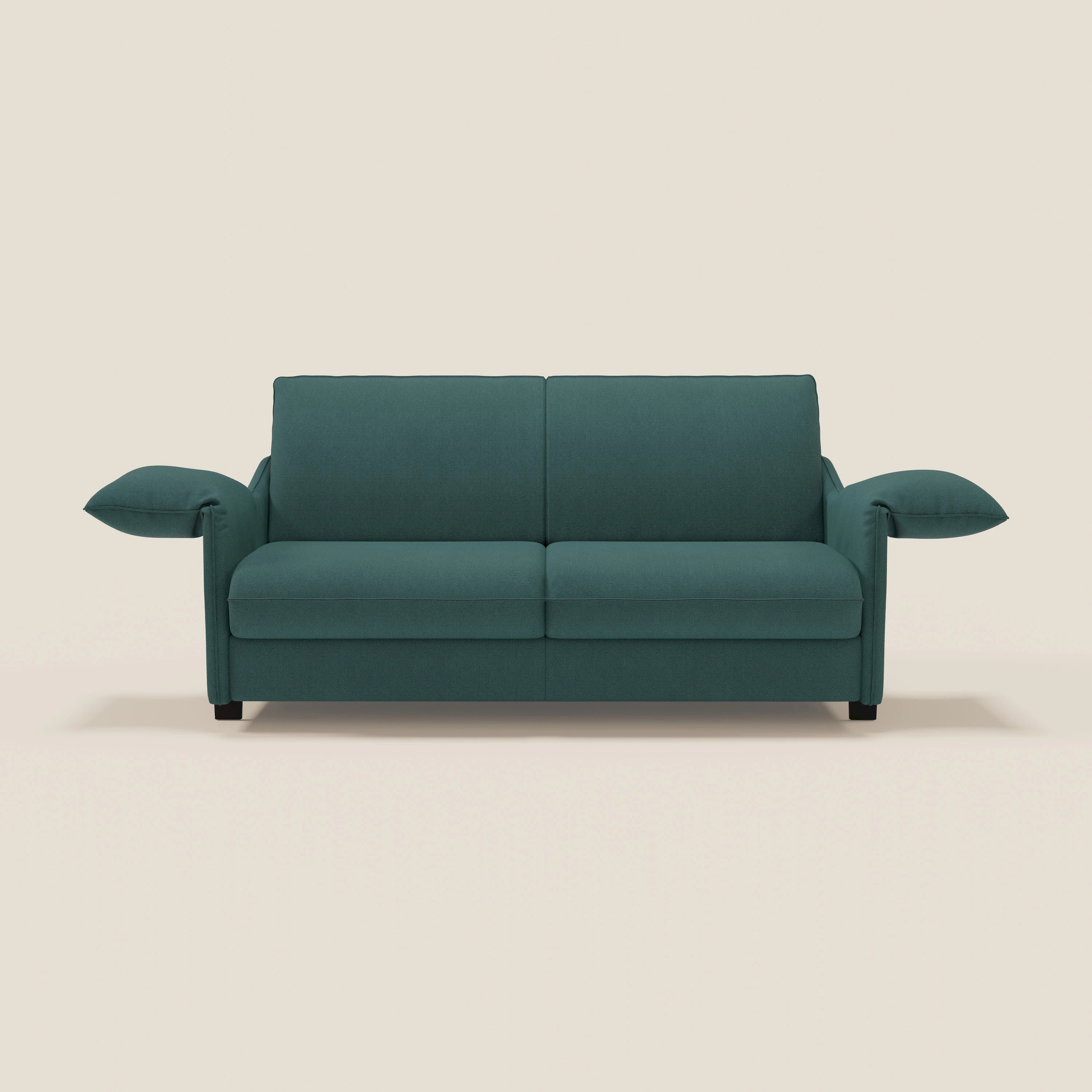 Primula divano letto con materasso alto 18 cm - braccioli mobili e tessuto smacchiabile T05 - divani.store