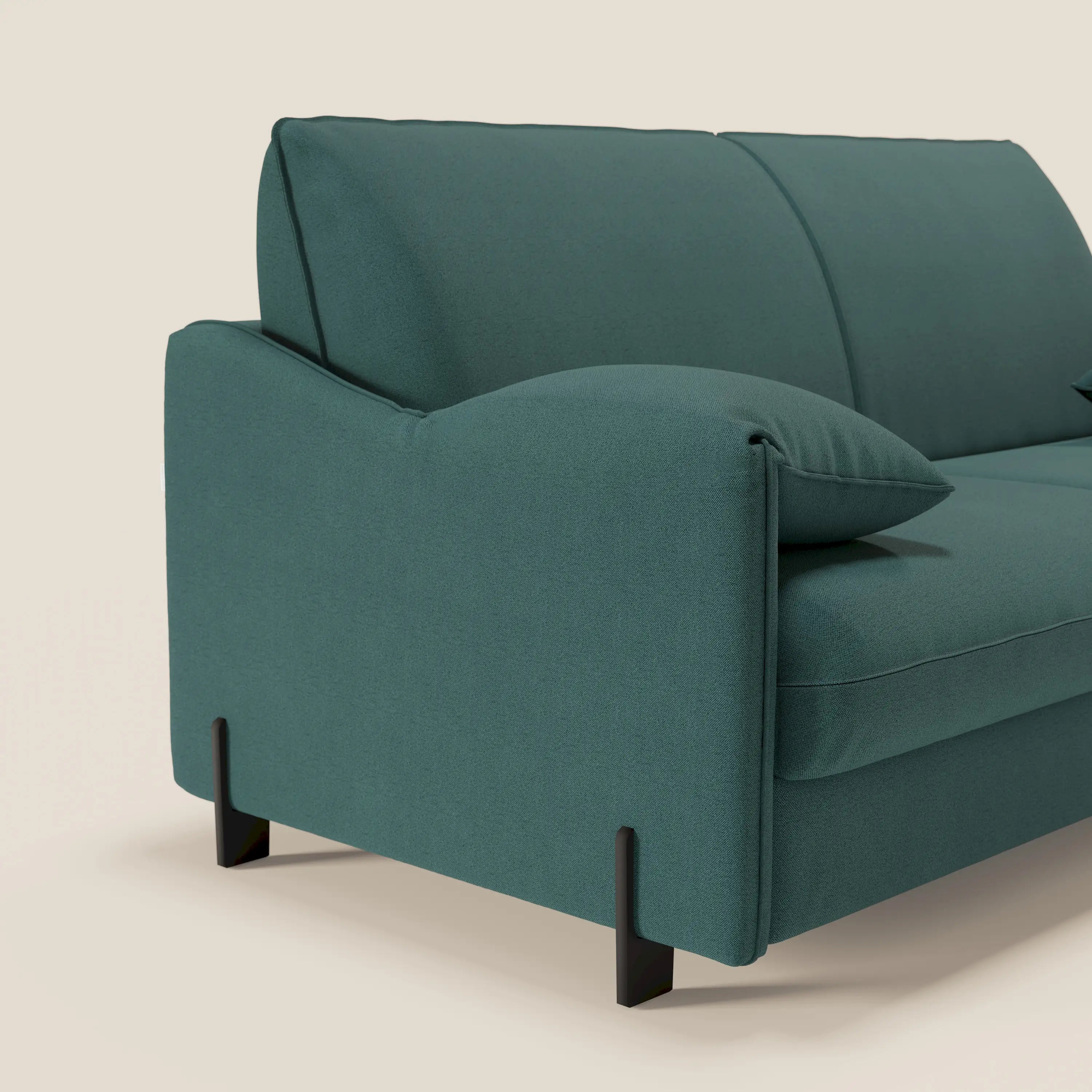 Primula divano letto con materasso alto 18 cm - braccioli mobili e tessuto smacchiabile T05 - divani.store