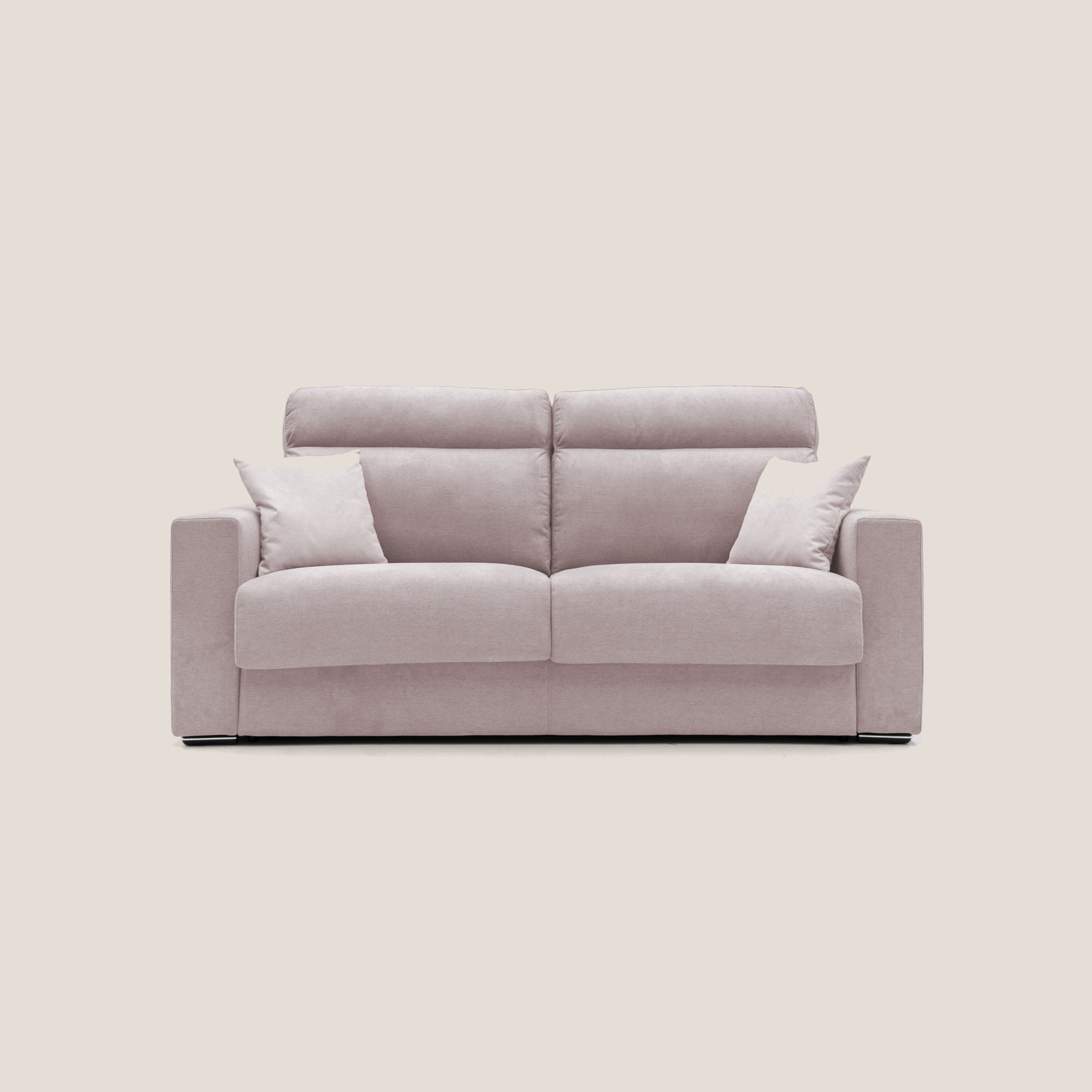 Nikita Divano letto matrimoniale con schienale morbido alto e rivestimento T02 rosa - divani.store