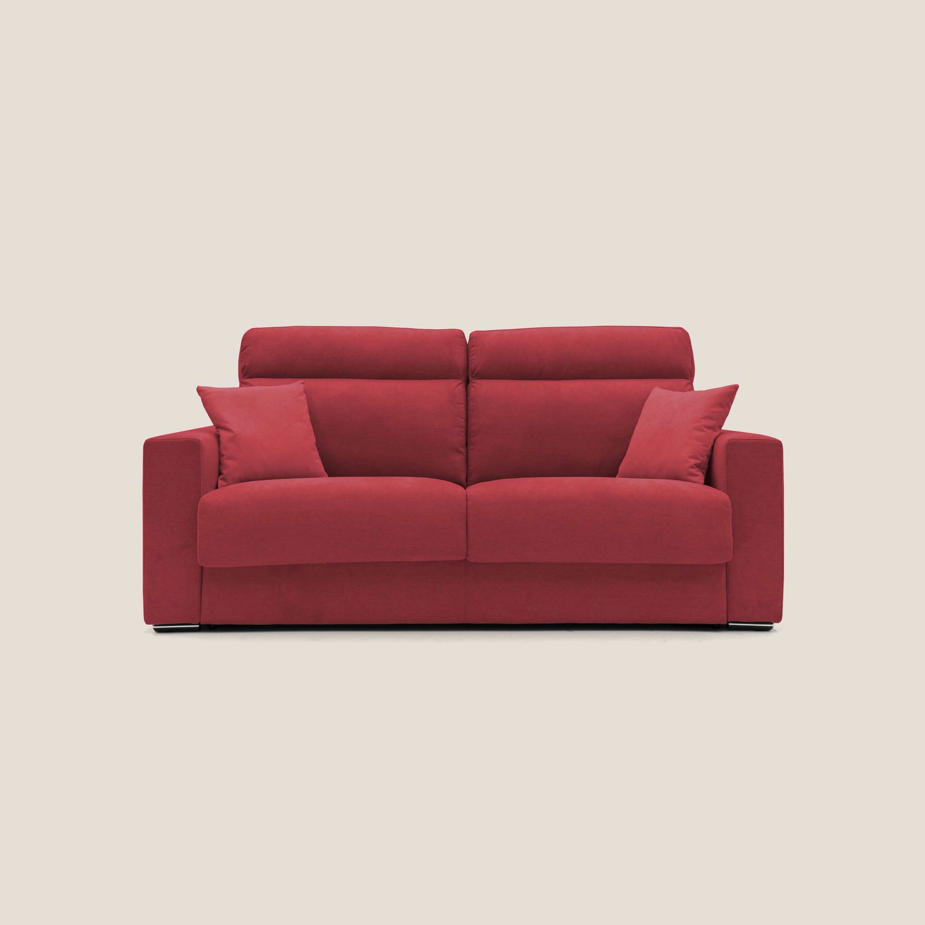 Nikita Divano letto matrimoniale con schienale morbido alto e rivestimento T02 rosso - divani.store