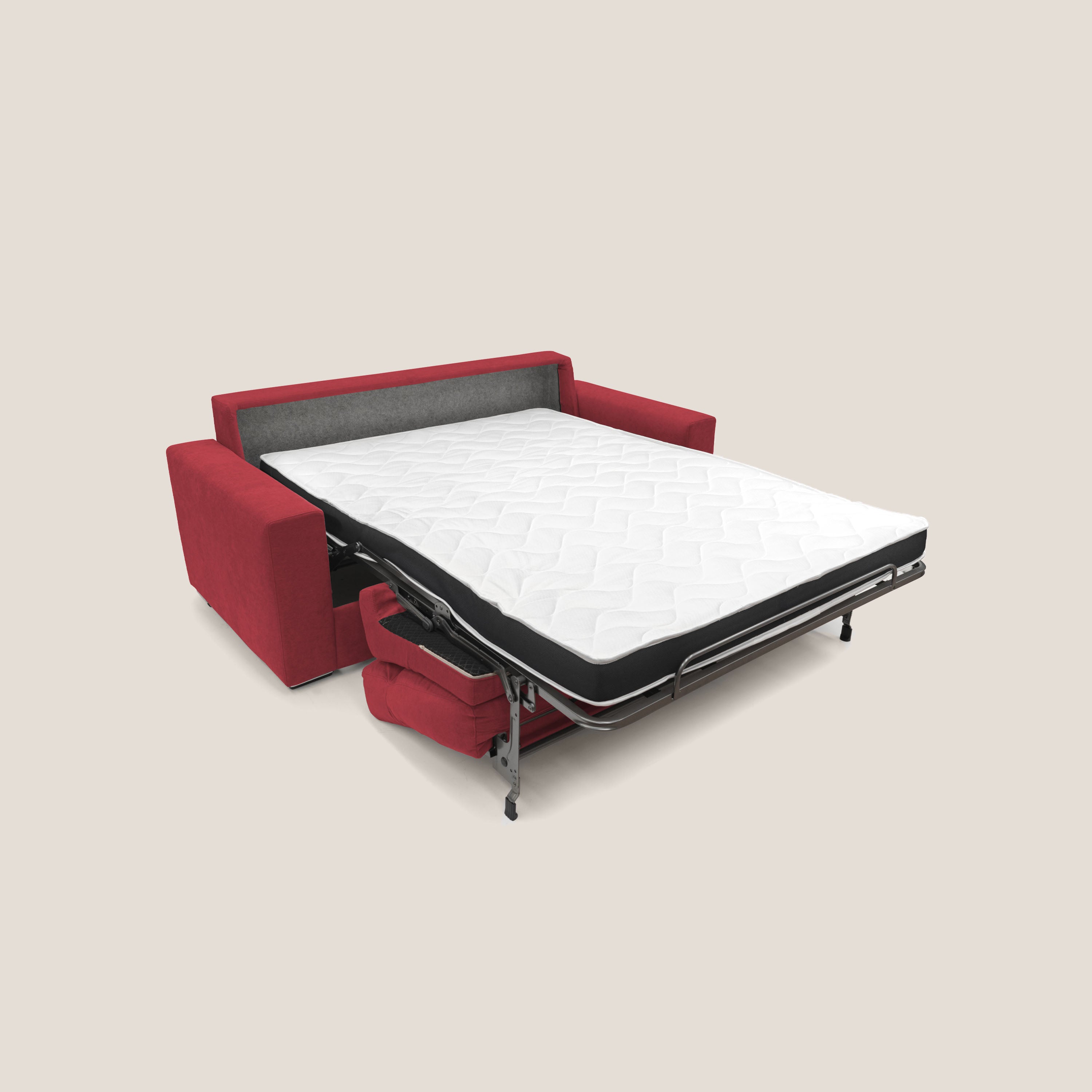 Nikita Divano letto matrimoniale con schienale morbido alto e rivestimento T02 rosso - divani.store