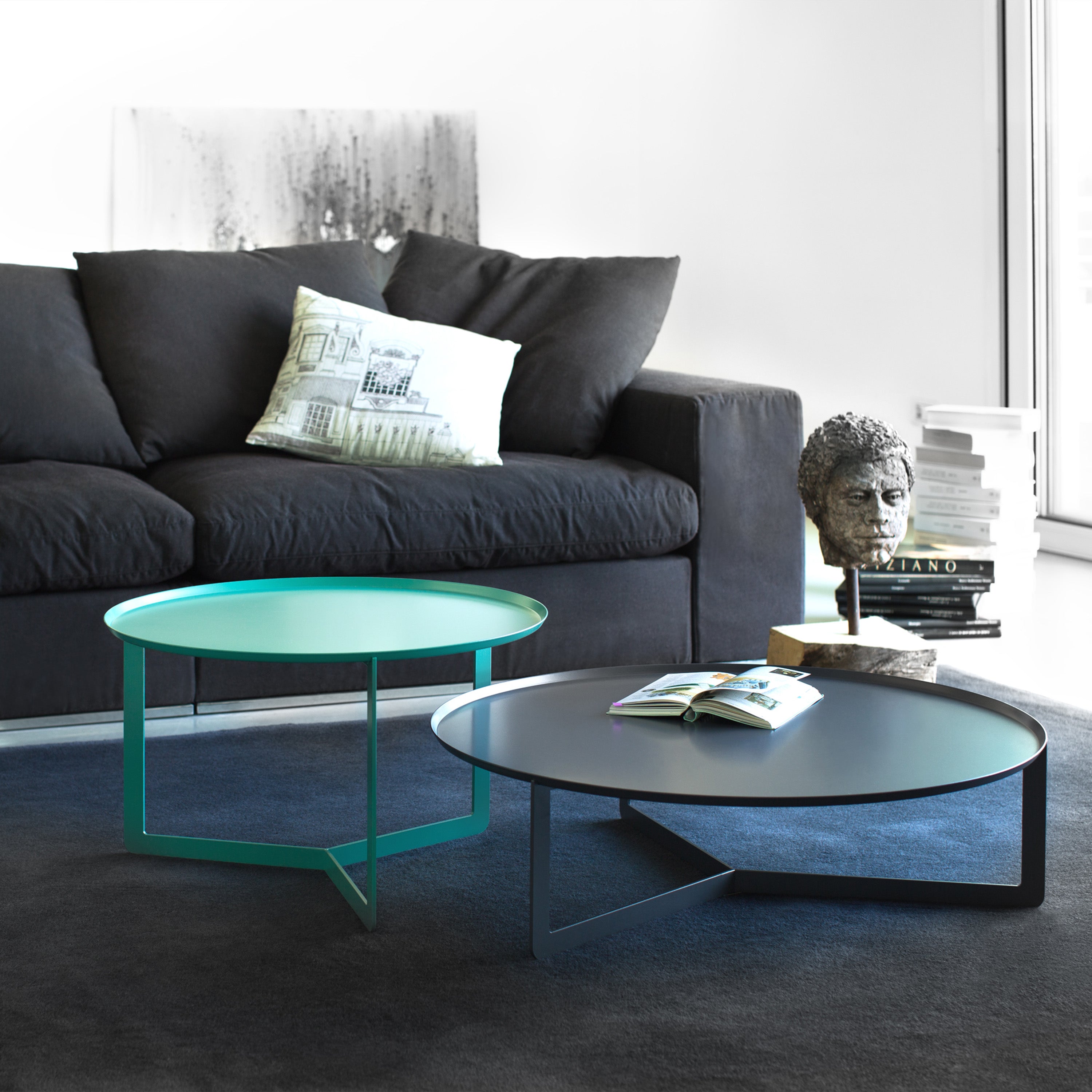 Round tavolino rotondo da salotto in metallo h36 cm - divani.store