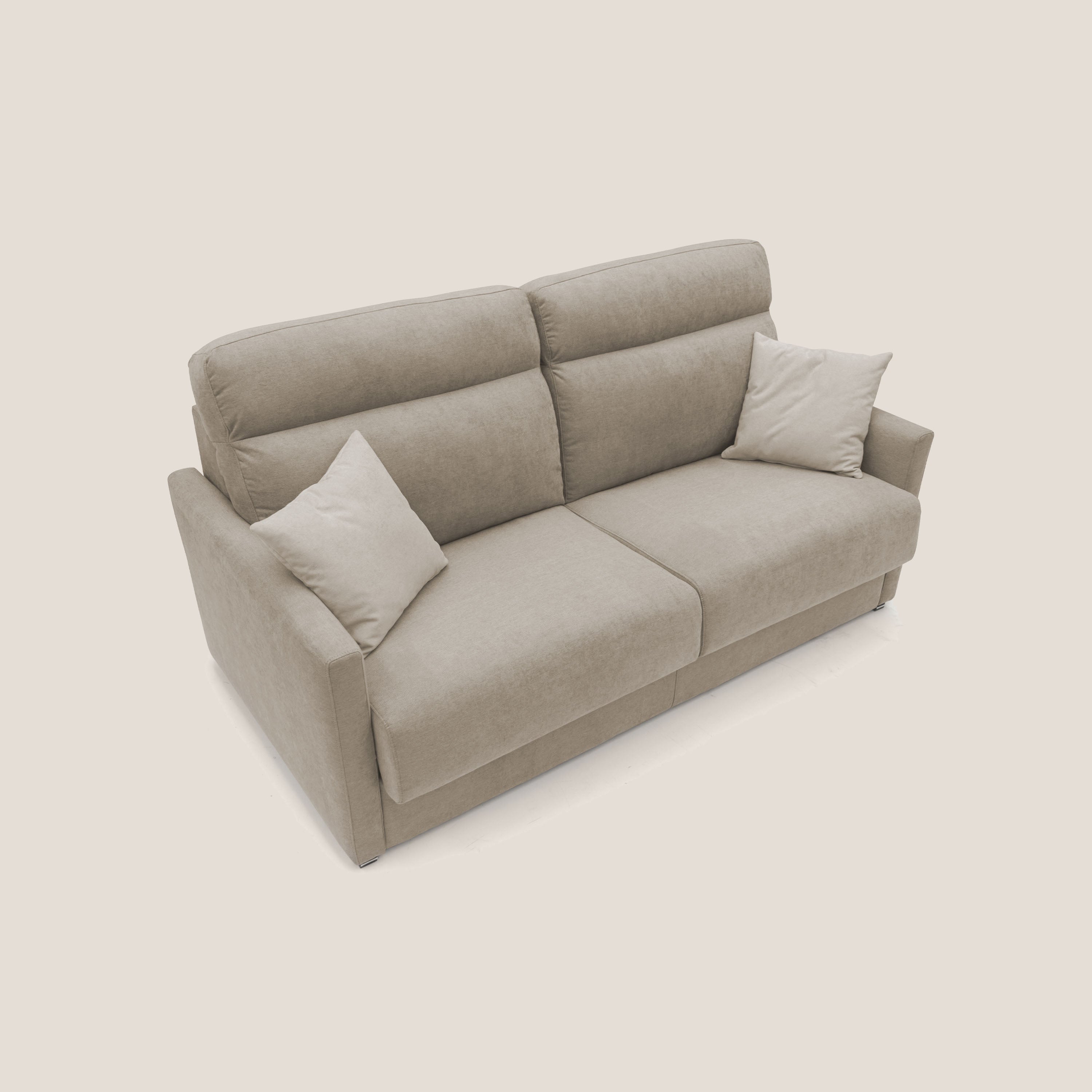 Margot Divano letto matrimoniale con schienale morbido alto in tessuto T02 beige - divani.store