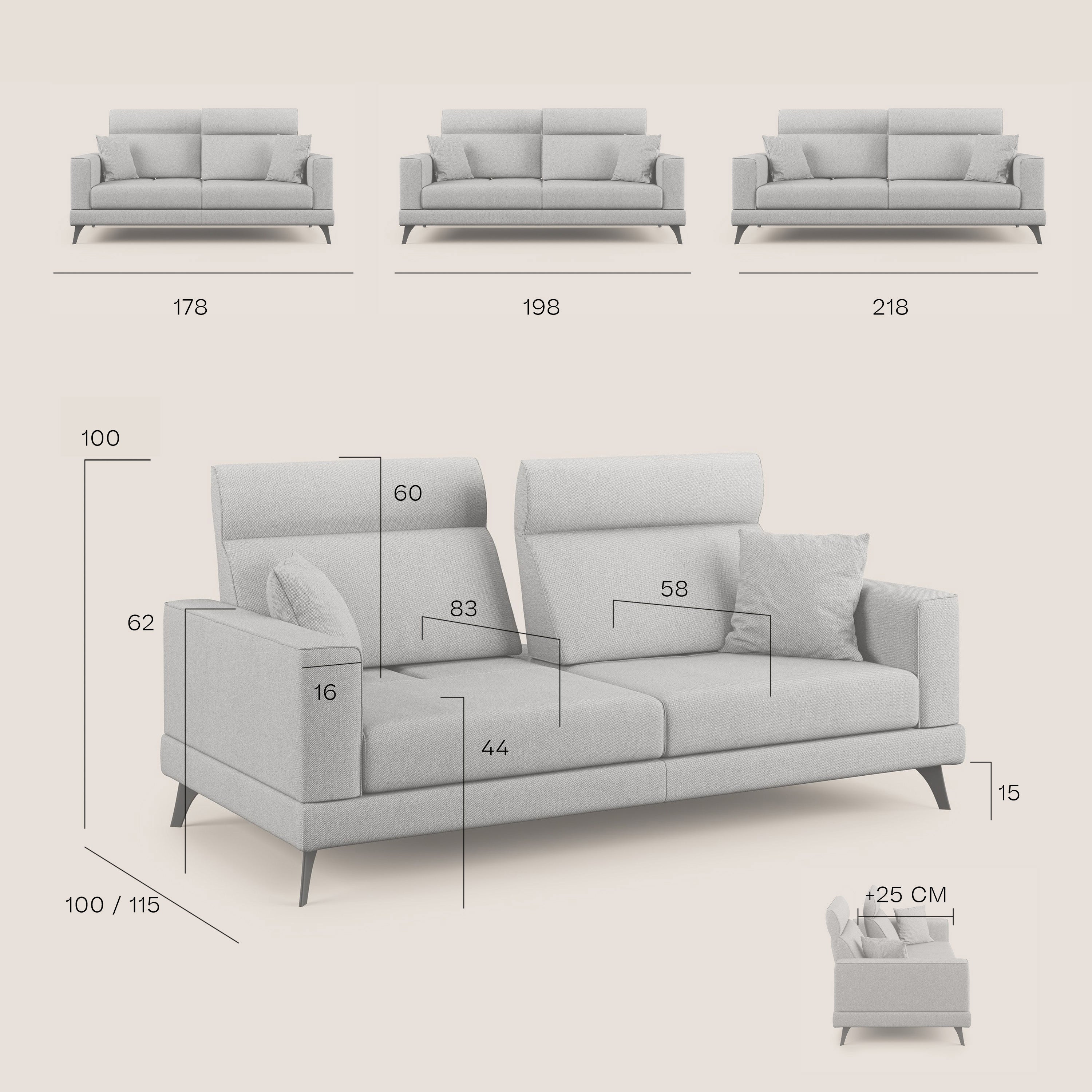 Slide Divano con schienali traslanti e poggiatesta in tessuto smacchiabile T05 giallo - divani.store