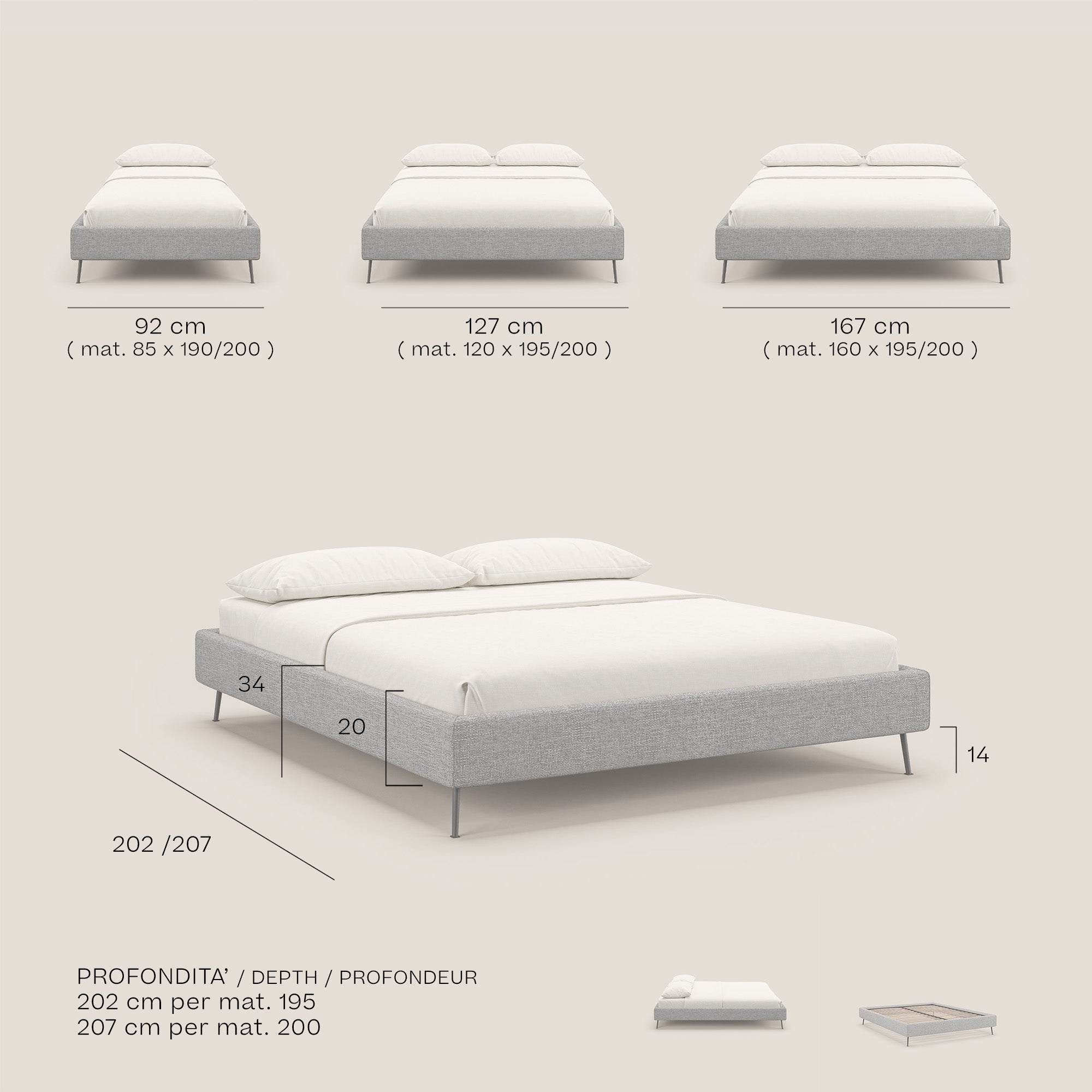 Steve sommier giroletto piedi alti in tessuto impermeabile T10 blu - divani.store