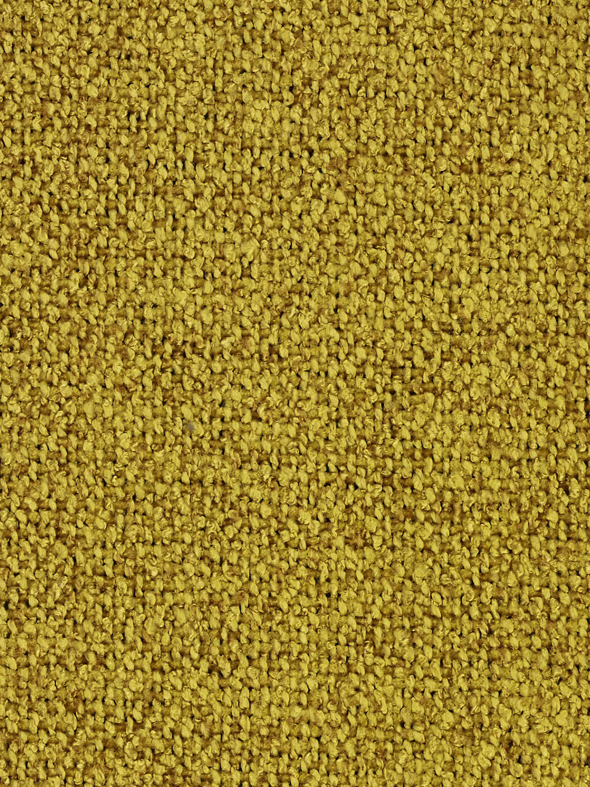 Un primo piano del tessuto intrecciato, di colore giallo senape e dalla trama irregolare, che riveste il divano angolare Croissant dal design a fagiolo e con schienali traslanti in morbido tessuto effetto cotone lavabile T33.