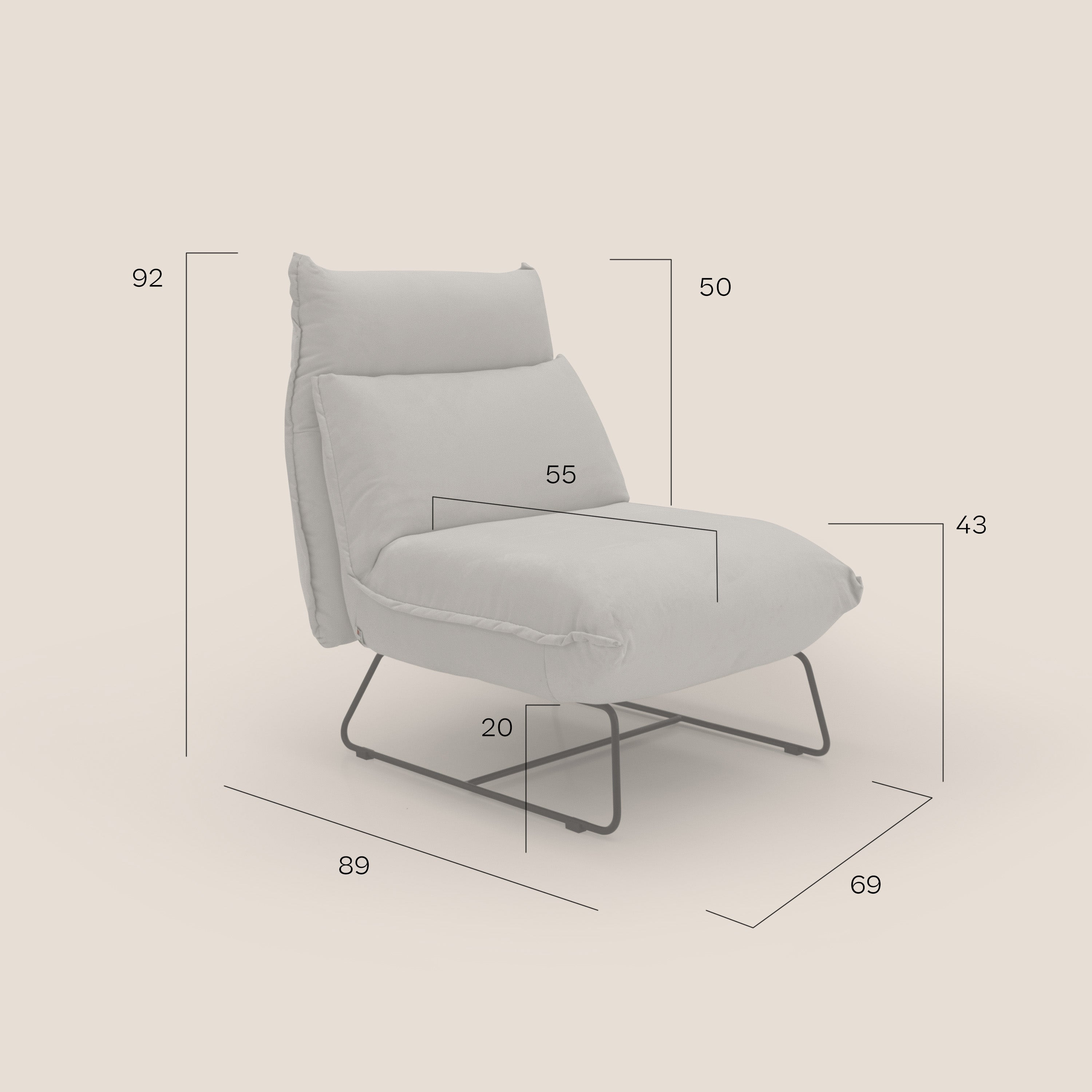 Tessa Poltroncina dal design moderno in morbida microfibra smacchiabile T11 tortora - divani.store