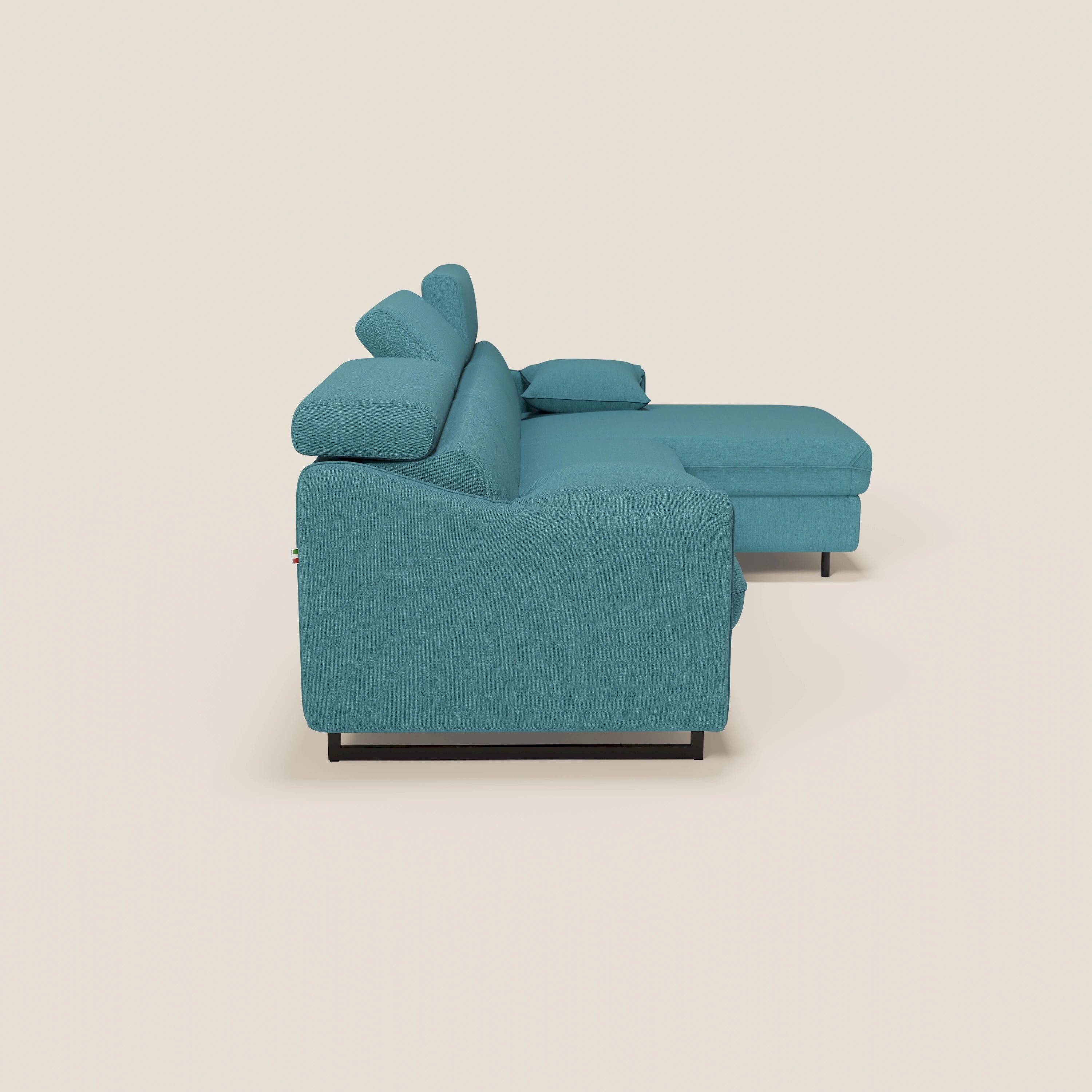 Violetta Divano Letto Angolare con Penisola contenitore, Poggiatesta e Materasso Alto H18 in tessuto impermeabile T13 - divani.store