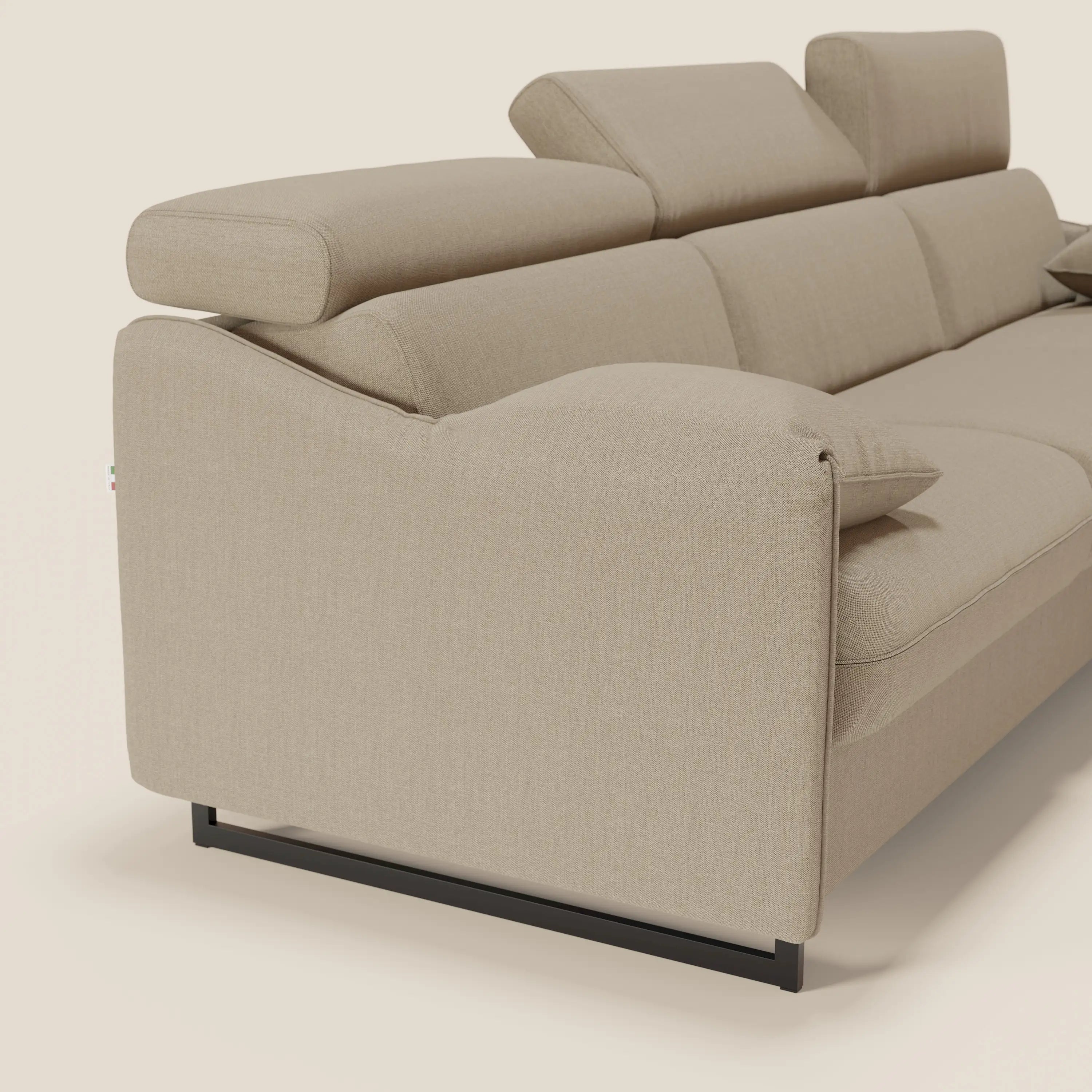 Violetta Divano Letto Angolare con Penisola contenitore, Poggiatesta e Materasso Alto H18 in tessuto impermeabile T13 - divani.store