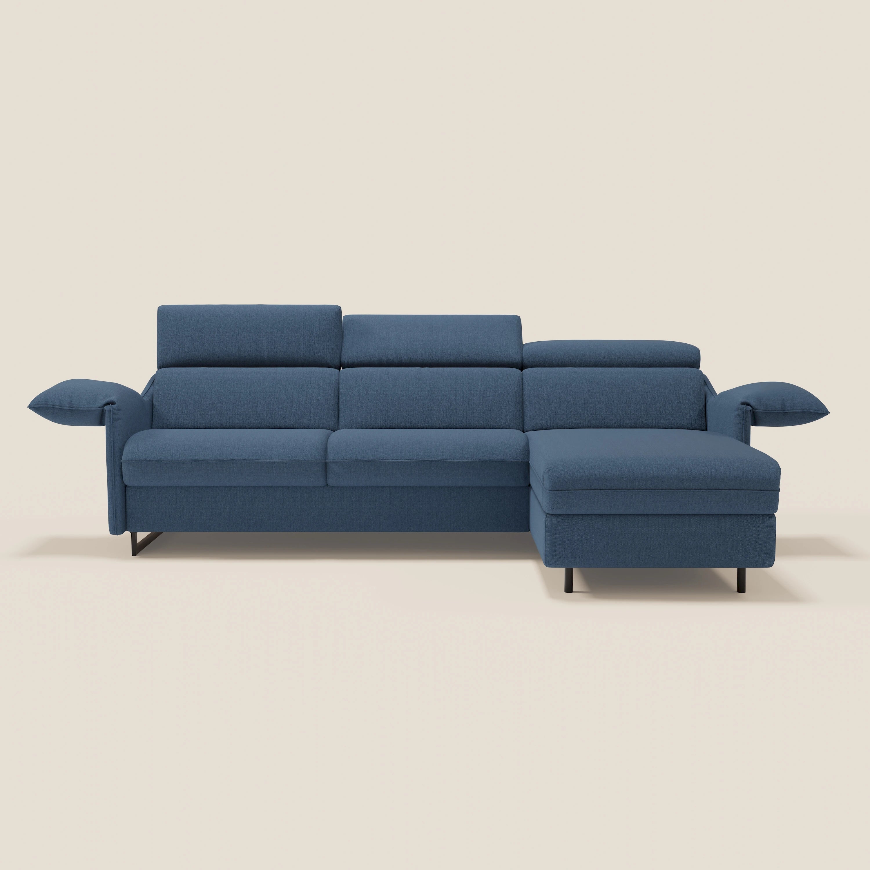 Violetta Divano Letto Angolare con Penisola contenitore, Poggiatesta e Materasso Alto H18 in tessuto impermeabile T13 - divani.store