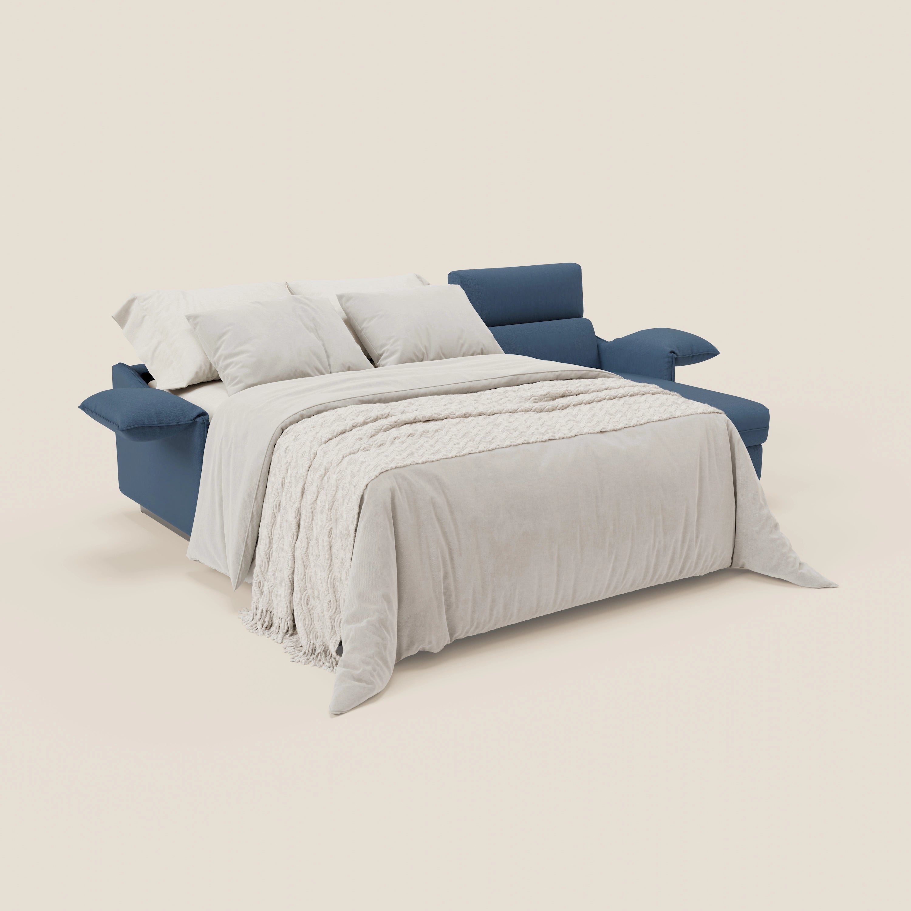 Violetta Divano Letto Angolare con Penisola contenitore, Poggiatesta e Materasso Alto H18 in tessuto impermeabile T13 - divani.store