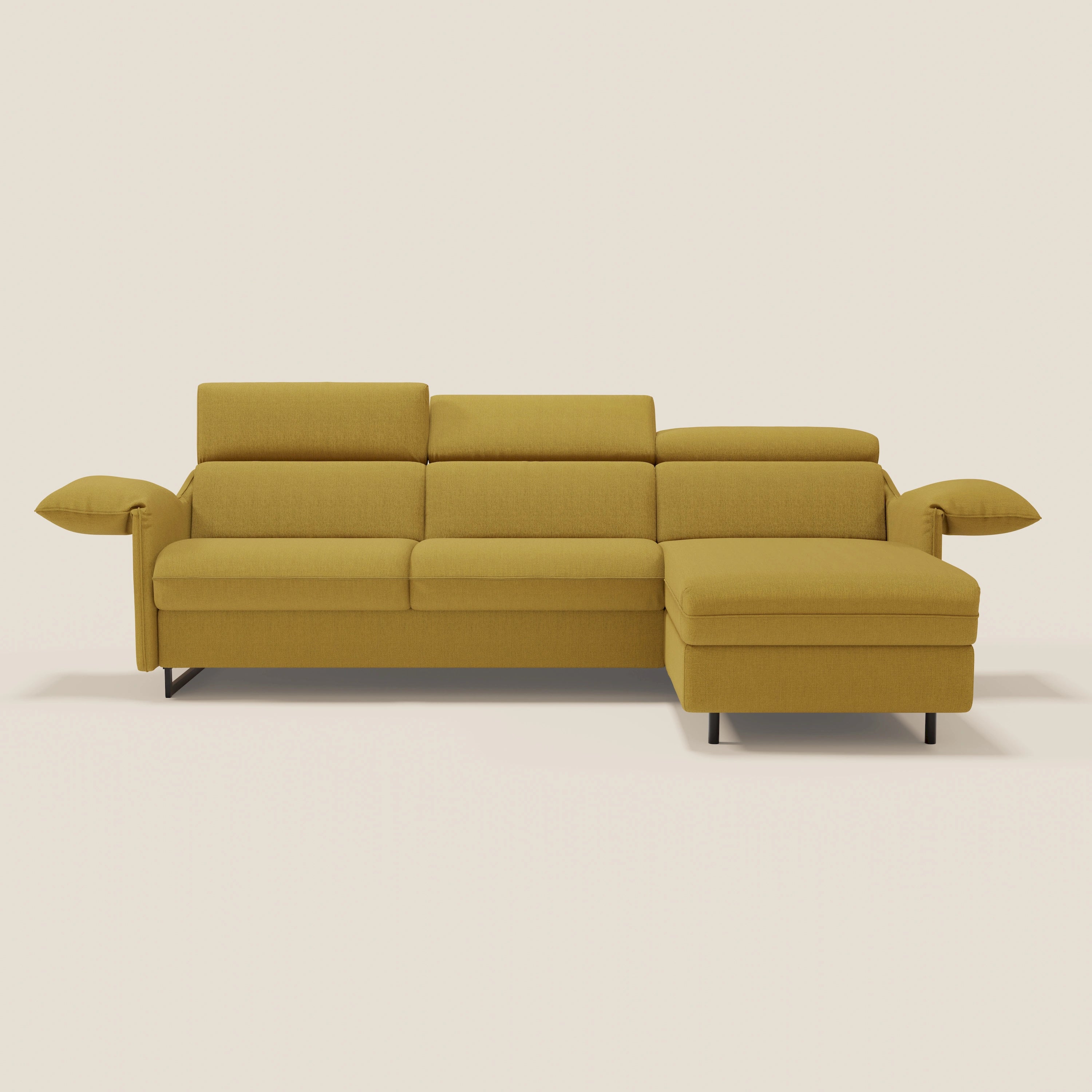 Violetta Divano Letto Angolare con Penisola contenitore, Poggiatesta e Materasso Alto H18 in tessuto impermeabile T13 - divani.store