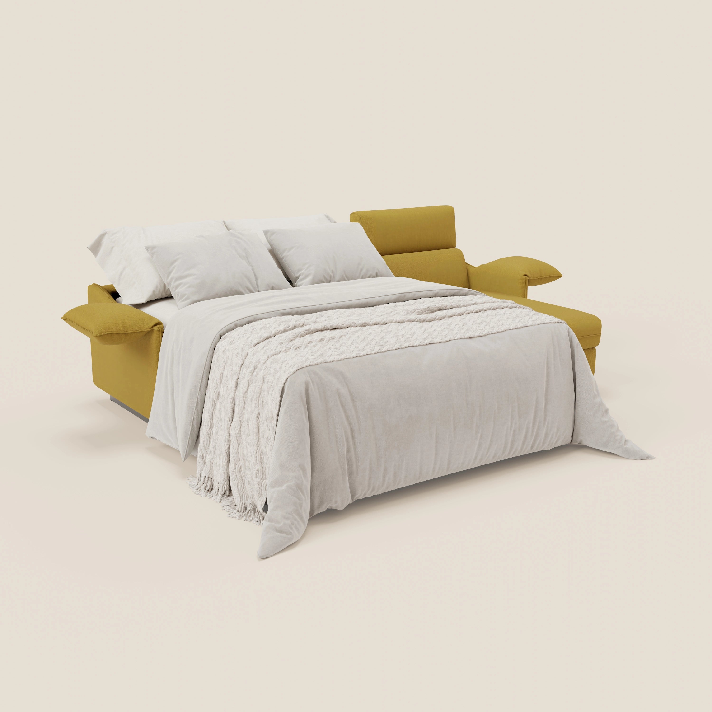 Violetta Divano Letto Angolare con Penisola contenitore, Poggiatesta e Materasso Alto H18 in tessuto impermeabile T13 - divani.store