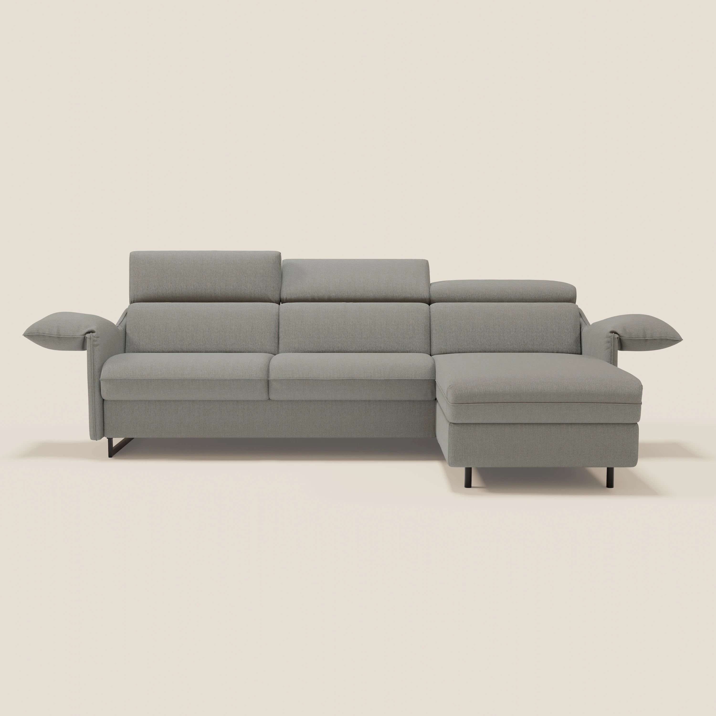 Violetta Divano Letto Angolare con Penisola contenitore, Poggiatesta e Materasso Alto H18 in tessuto impermeabile T13 - divani.store