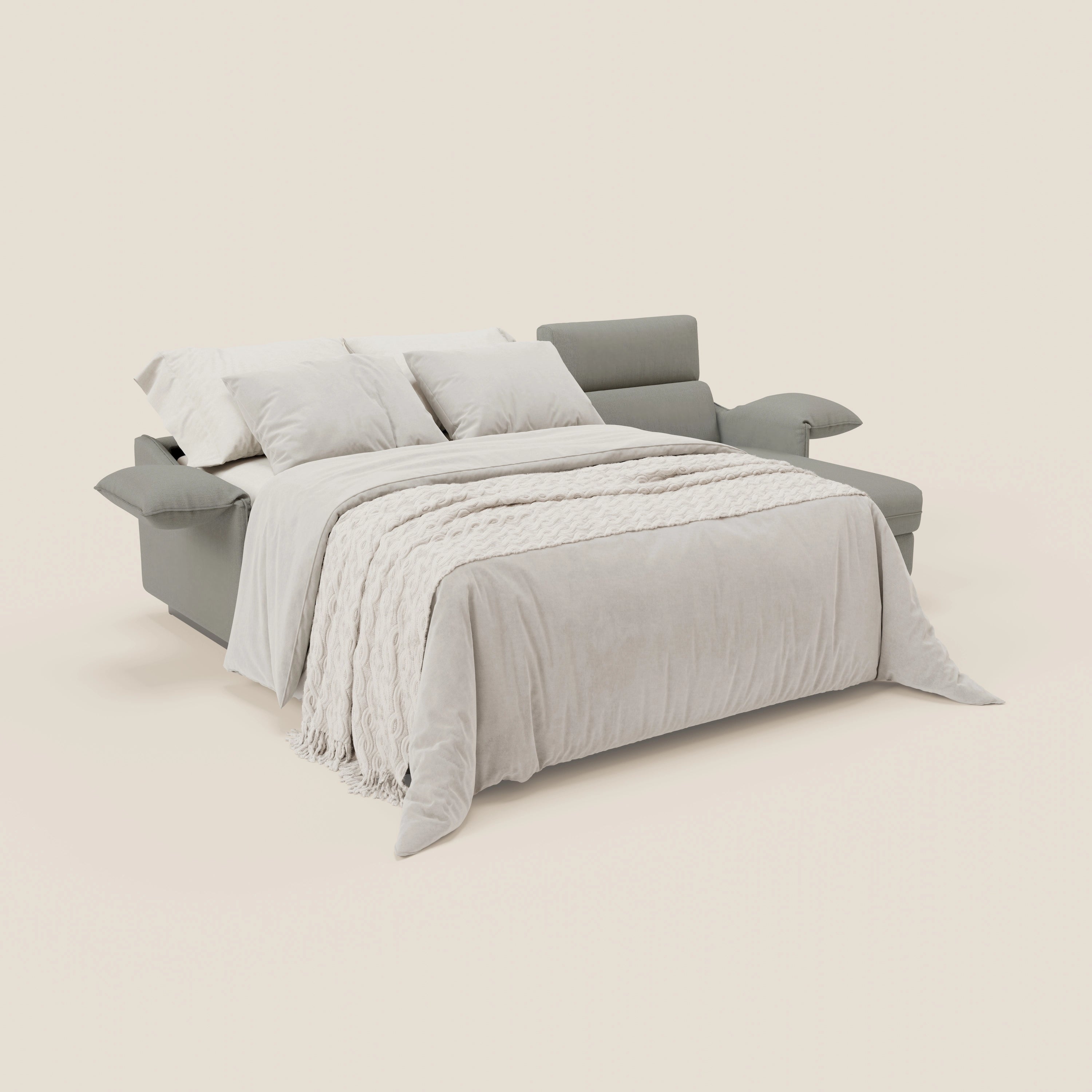 Violetta Divano Letto Angolare con Penisola contenitore, Poggiatesta e Materasso Alto H18 in tessuto impermeabile T13 - divani.store