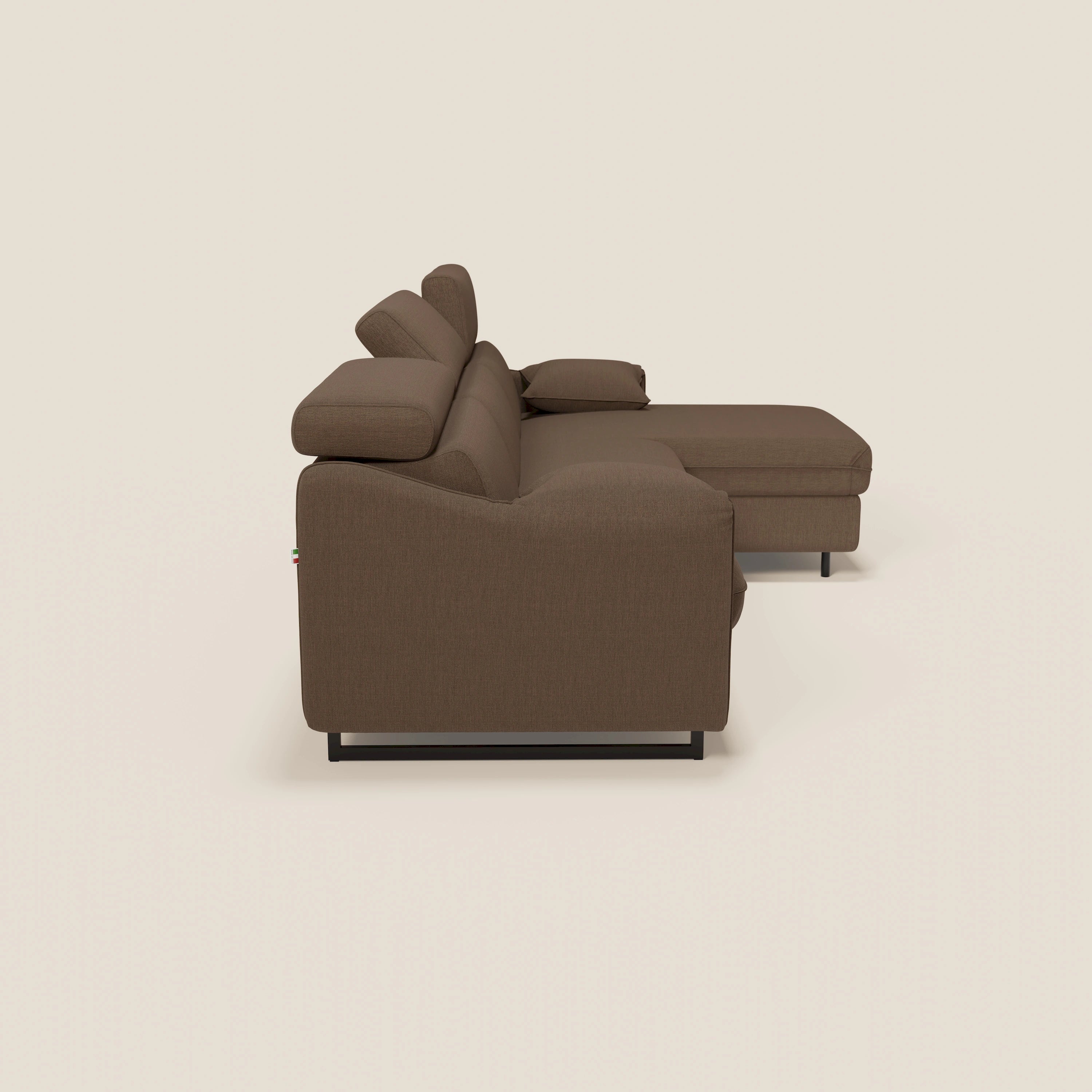 Violetta Divano Letto Angolare con Penisola contenitore, Poggiatesta e Materasso Alto H18 in tessuto impermeabile T13 - divani.store