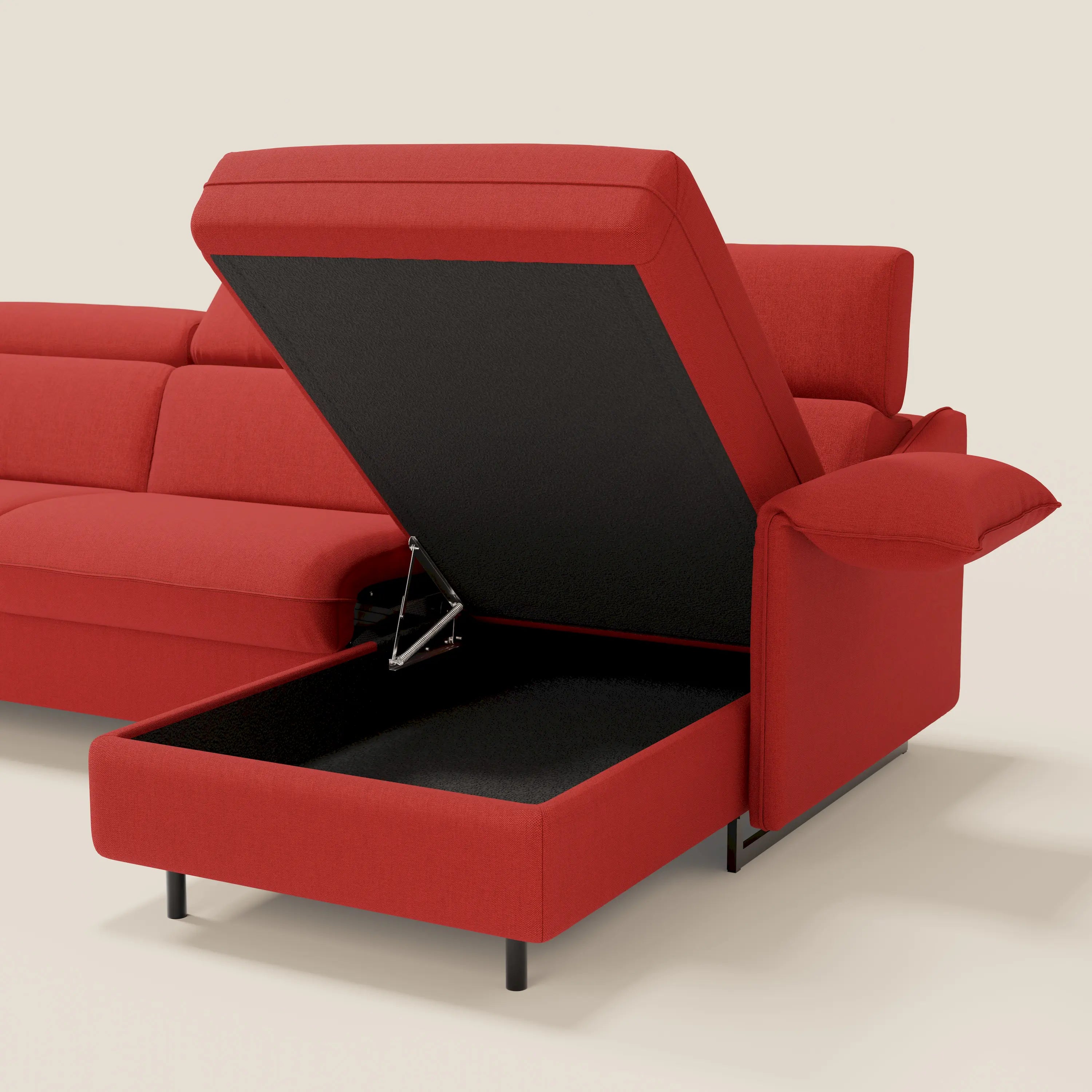 Violetta Divano Letto Angolare con Penisola contenitore, Poggiatesta e Materasso Alto H18 in tessuto impermeabile T13 - divani.store