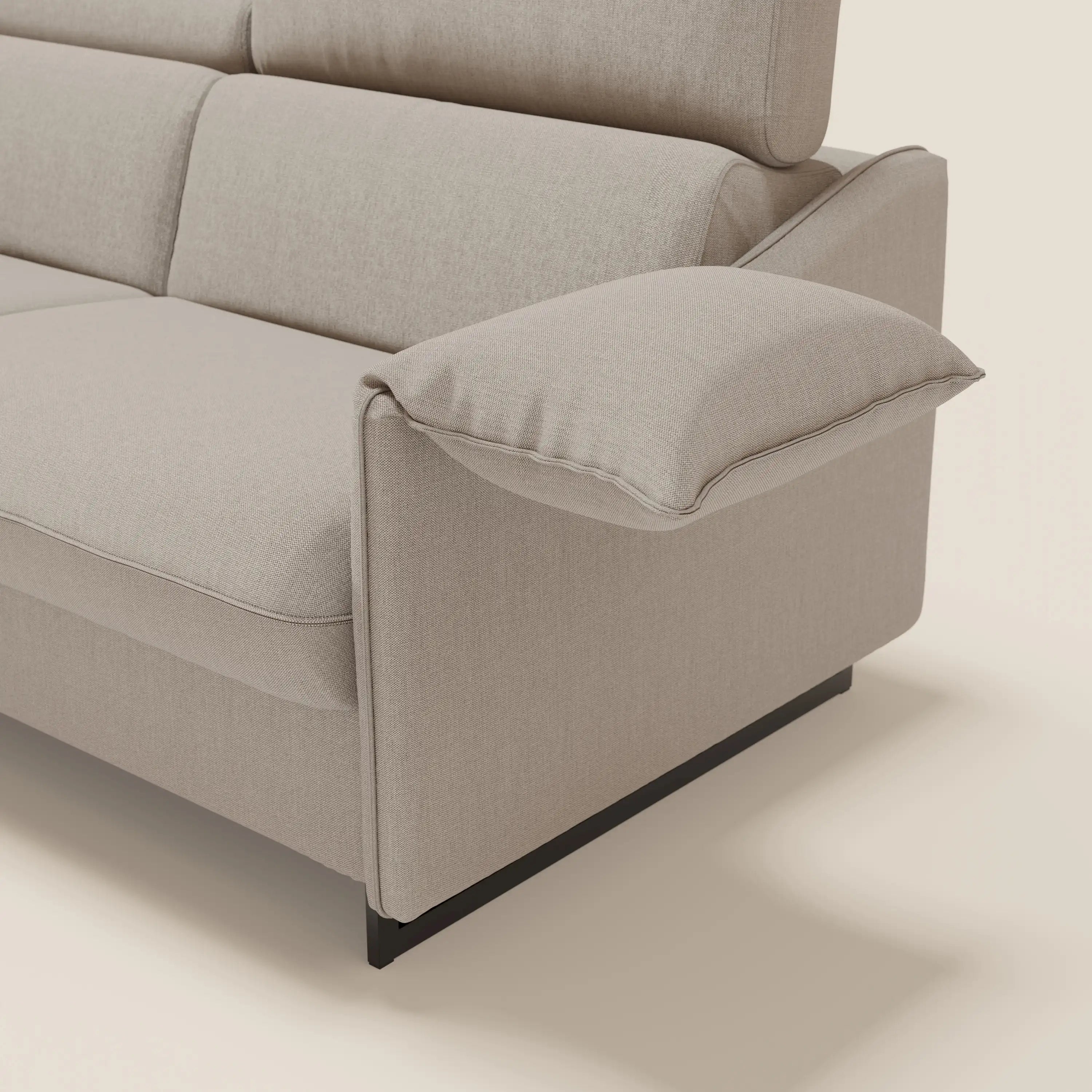 Violetta divano letto materasso H18 cm - poggiatesta reclinabili e braccioli mobili in tessuto impermeabile T13 - divani.store