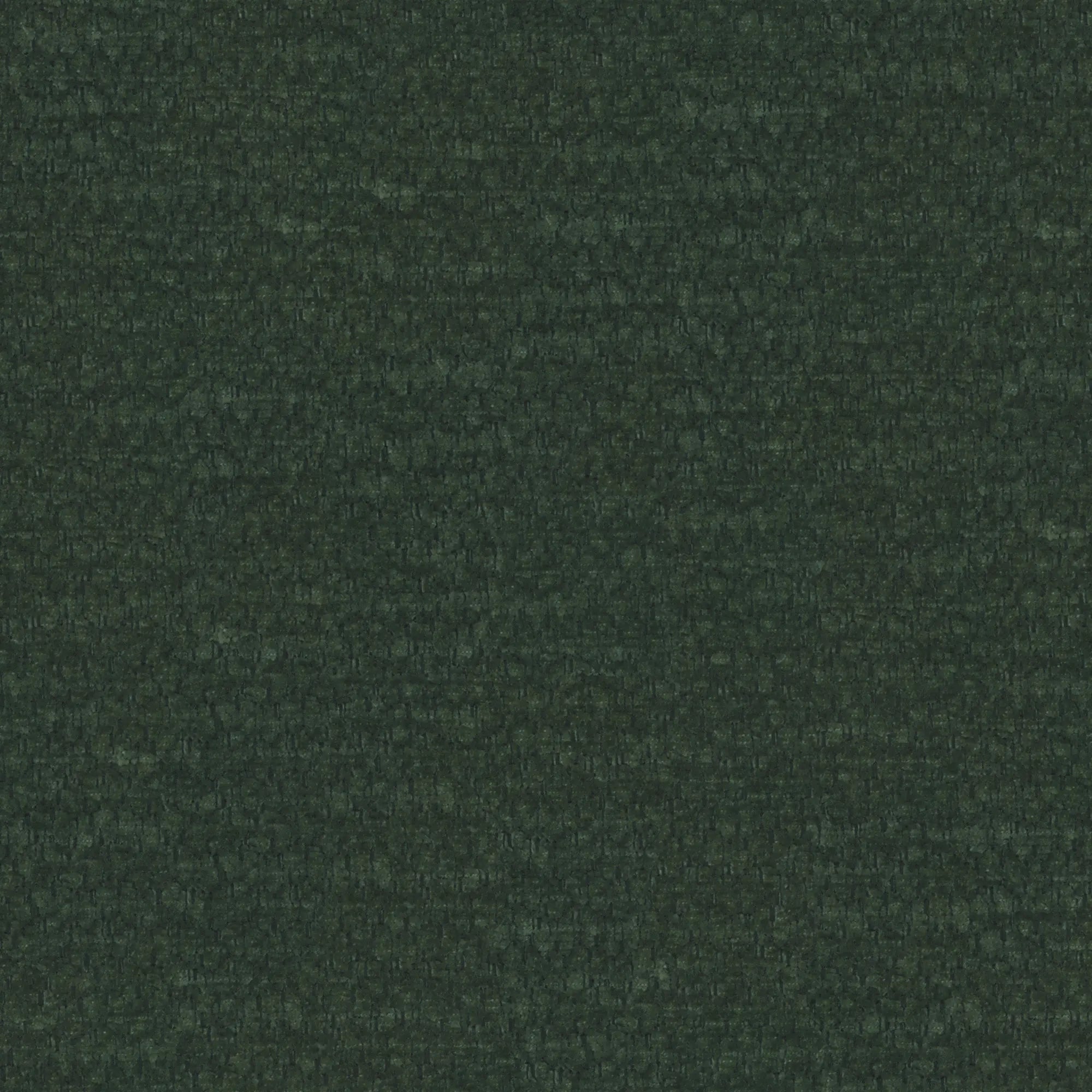 Un primo piano dettagliato del tessuto in ciniglia del letto KAELOS minimal imbottito di Letti.store rivela un motivo intrecciato uniforme di colore verde scuro con anelli a trama fitta, perfetto per le gambe alte, la testiera arrotondata e il vano contenitore di questo letto.