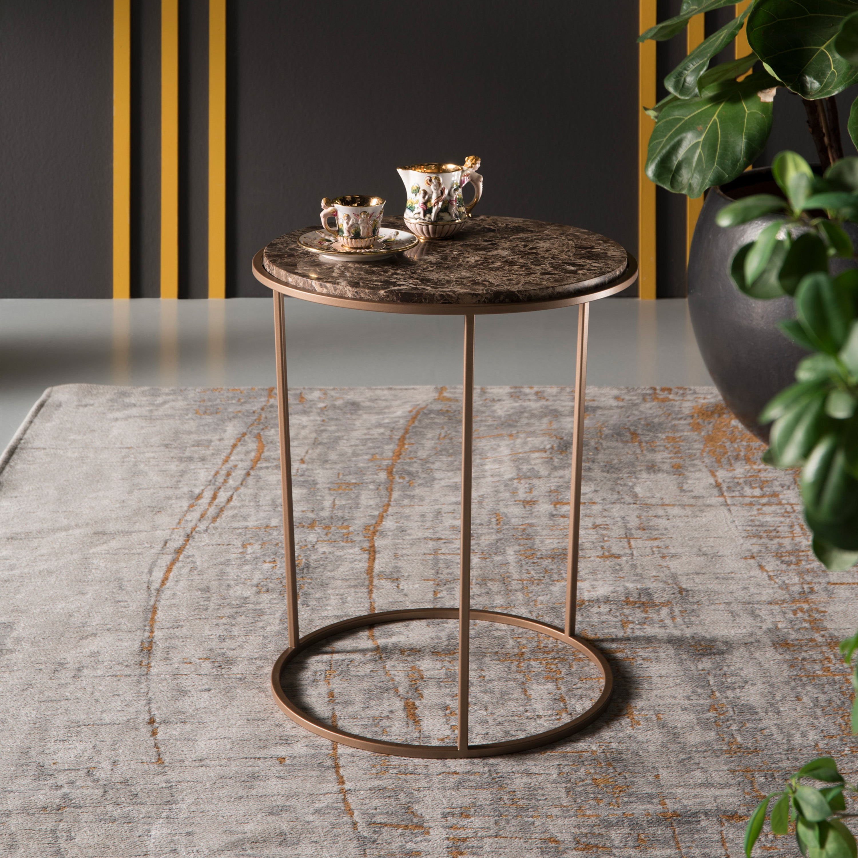 Costance tavolino rotondo con piano in marmo emperador - divani.store