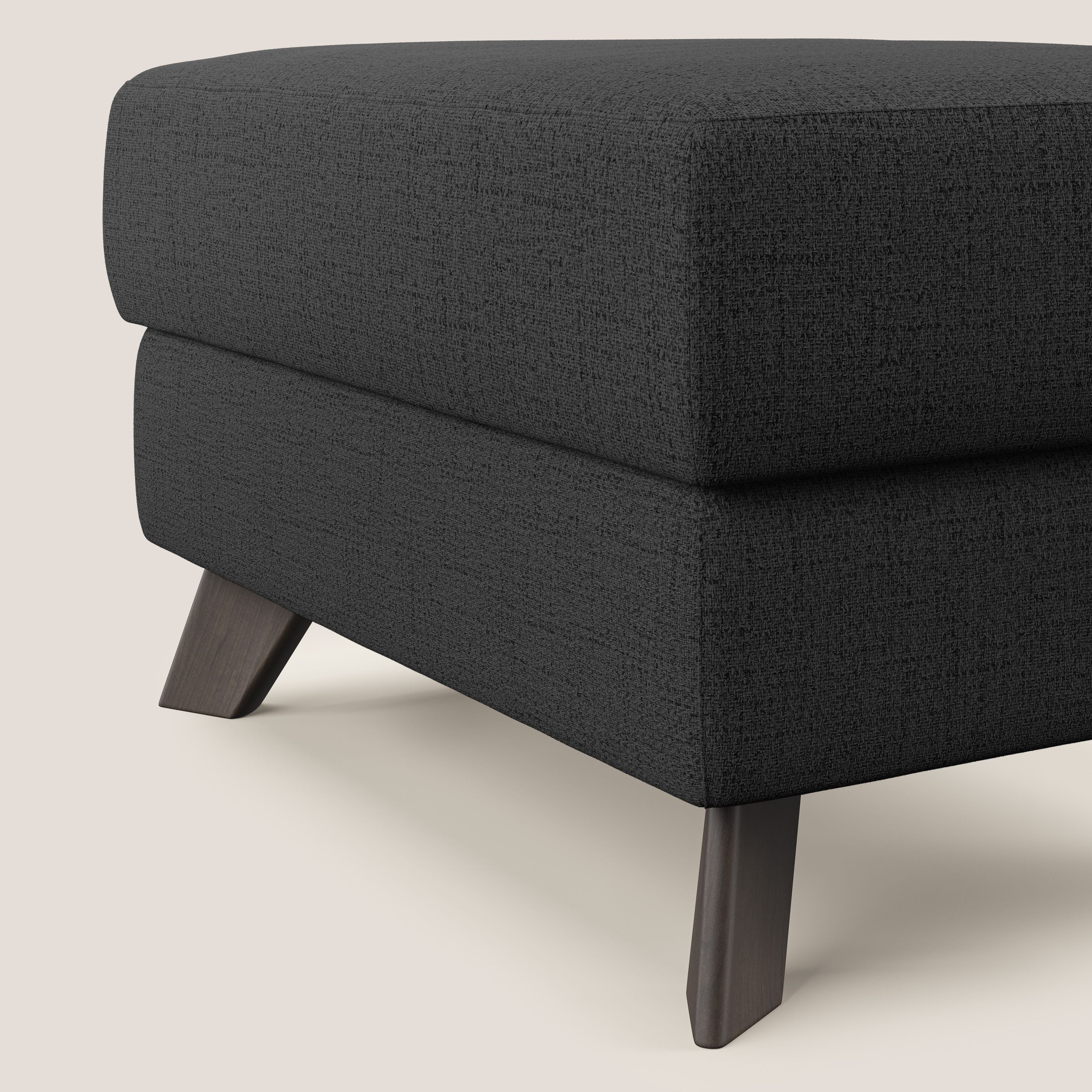 Moon Pouf contenitore e piedini alti in tessuto morbido impermeabile fiammato T03 antracite - divani.store