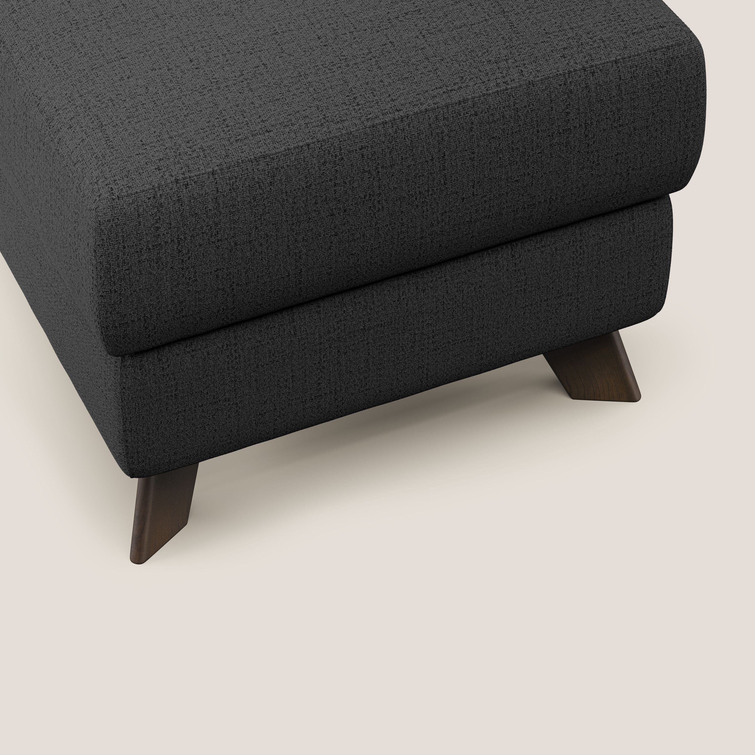 Moon Pouf contenitore e piedini alti in tessuto morbido impermeabile fiammato T03 antracite - divani.store