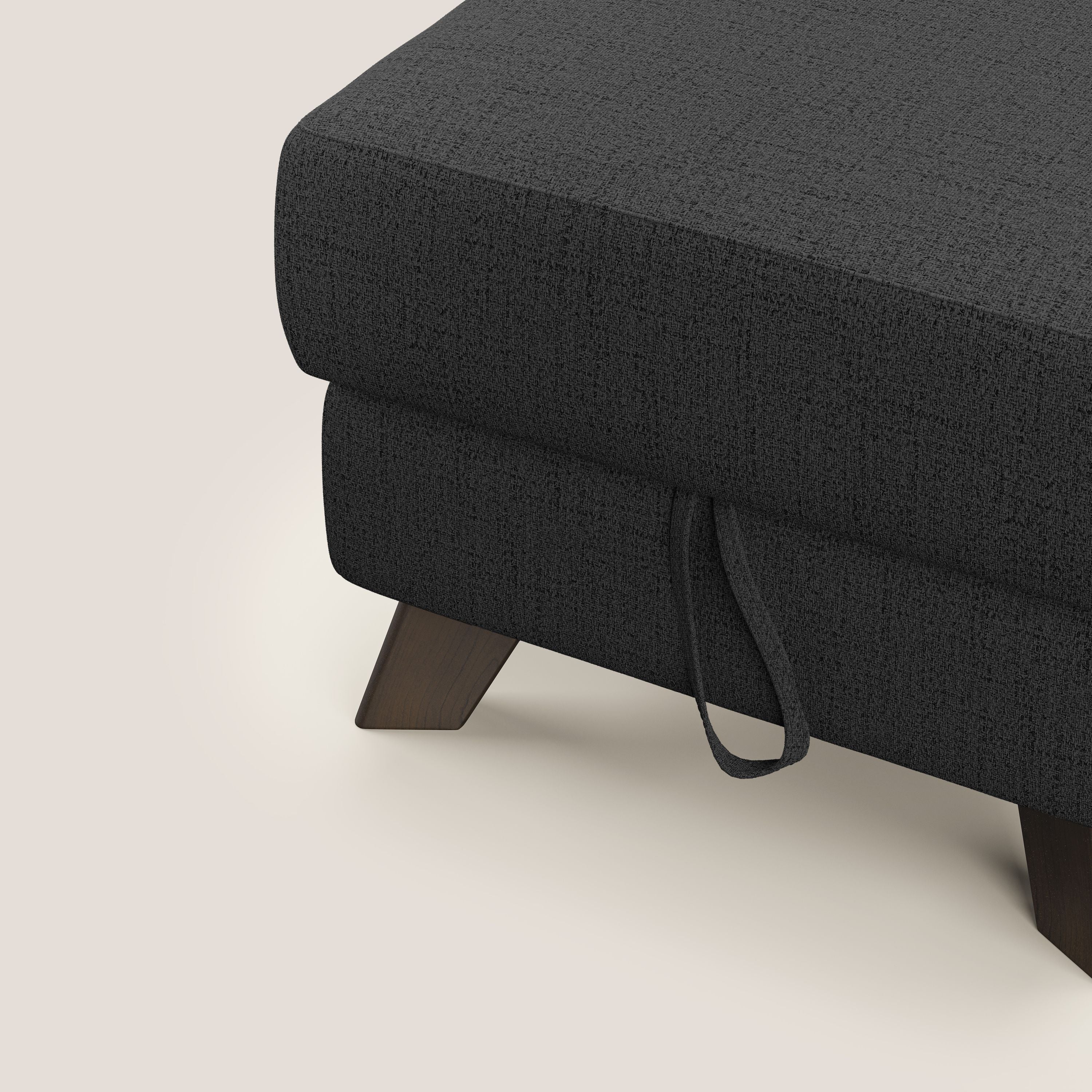 Moon Pouf contenitore e piedini alti in tessuto morbido impermeabile fiammato T03 antracite - divani.store