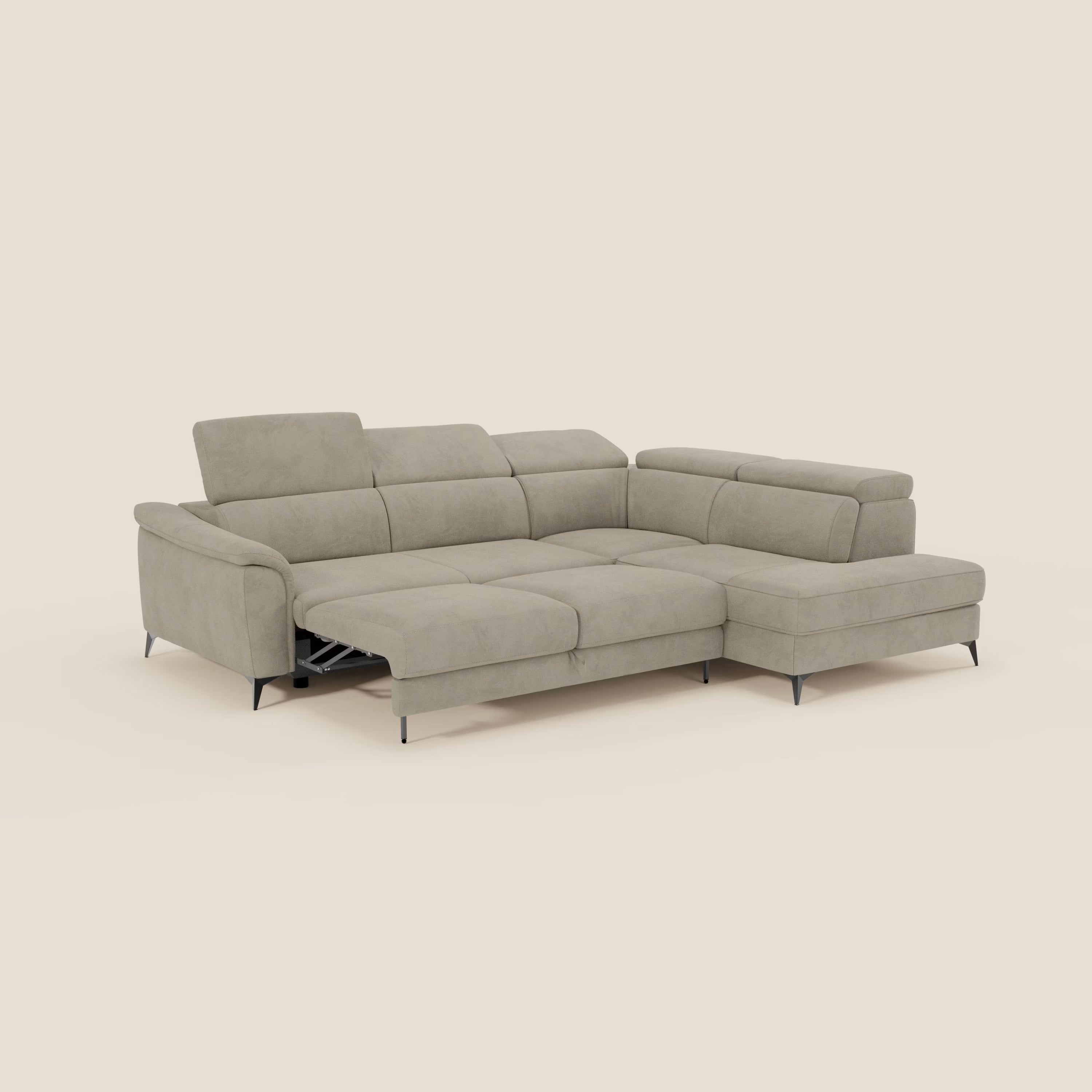 Arcos Canapé d'angle - pieds hauts et têtières inclinables en microfibre imperméable T11 taupe