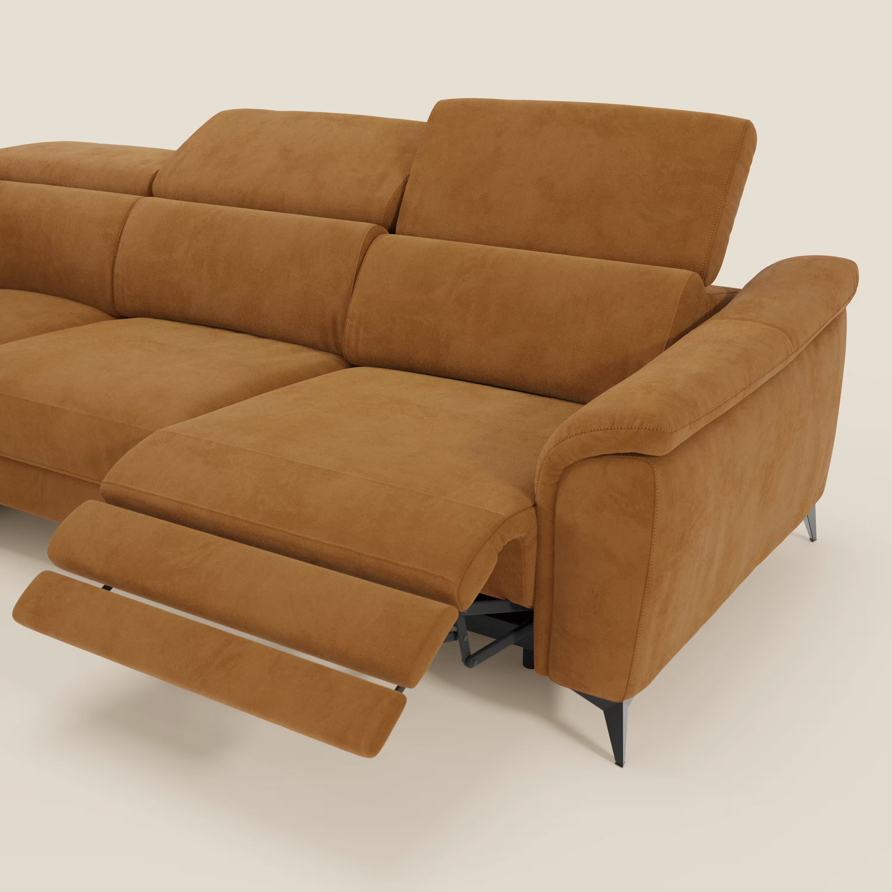 Arcos Canapé d'angle - pieds hauts et têtières inclinables en microfibre imperméable T11 cuir