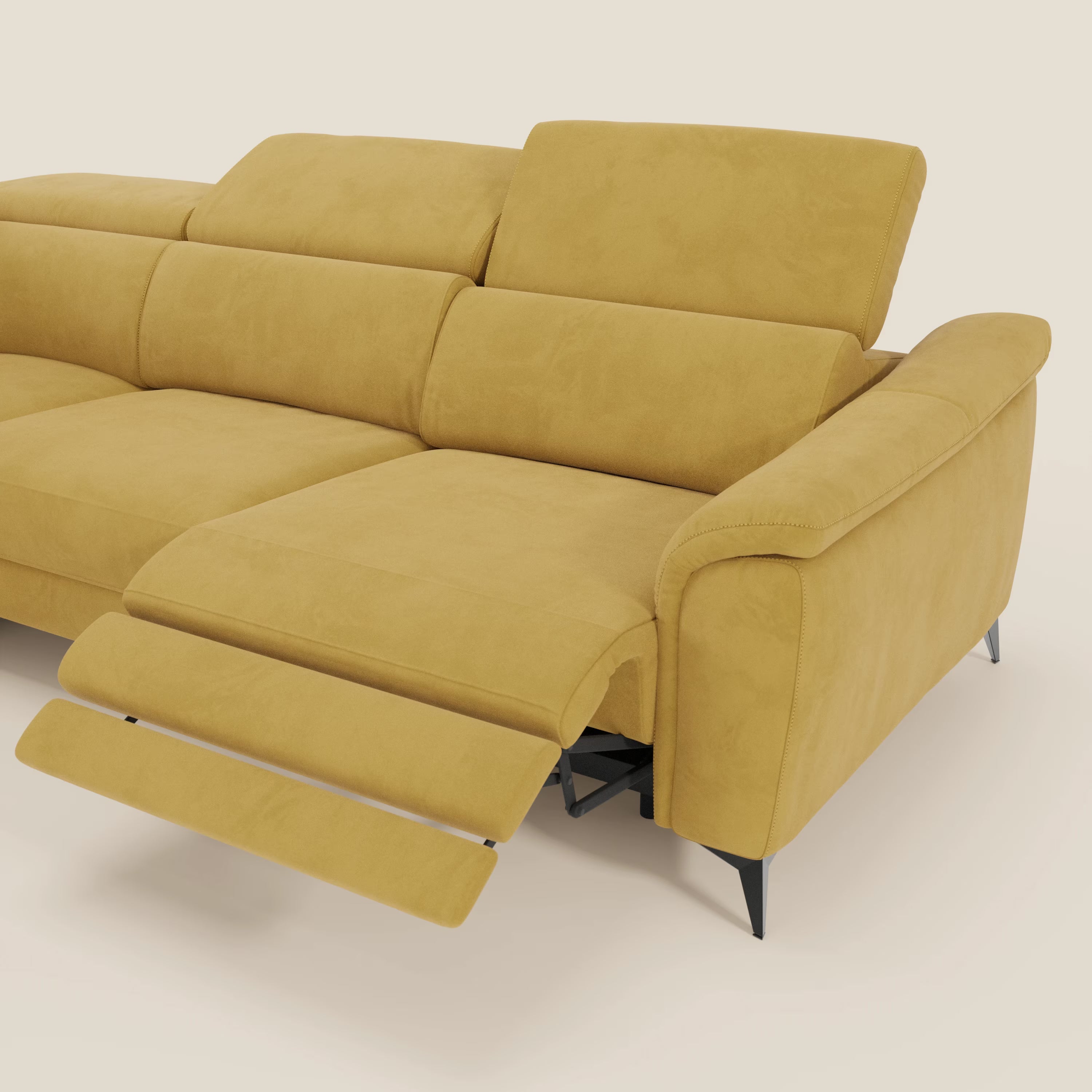 Arcos Canapé d'angle - pieds hauts et têtières inclinables en microfibre imperméable T11 jaune