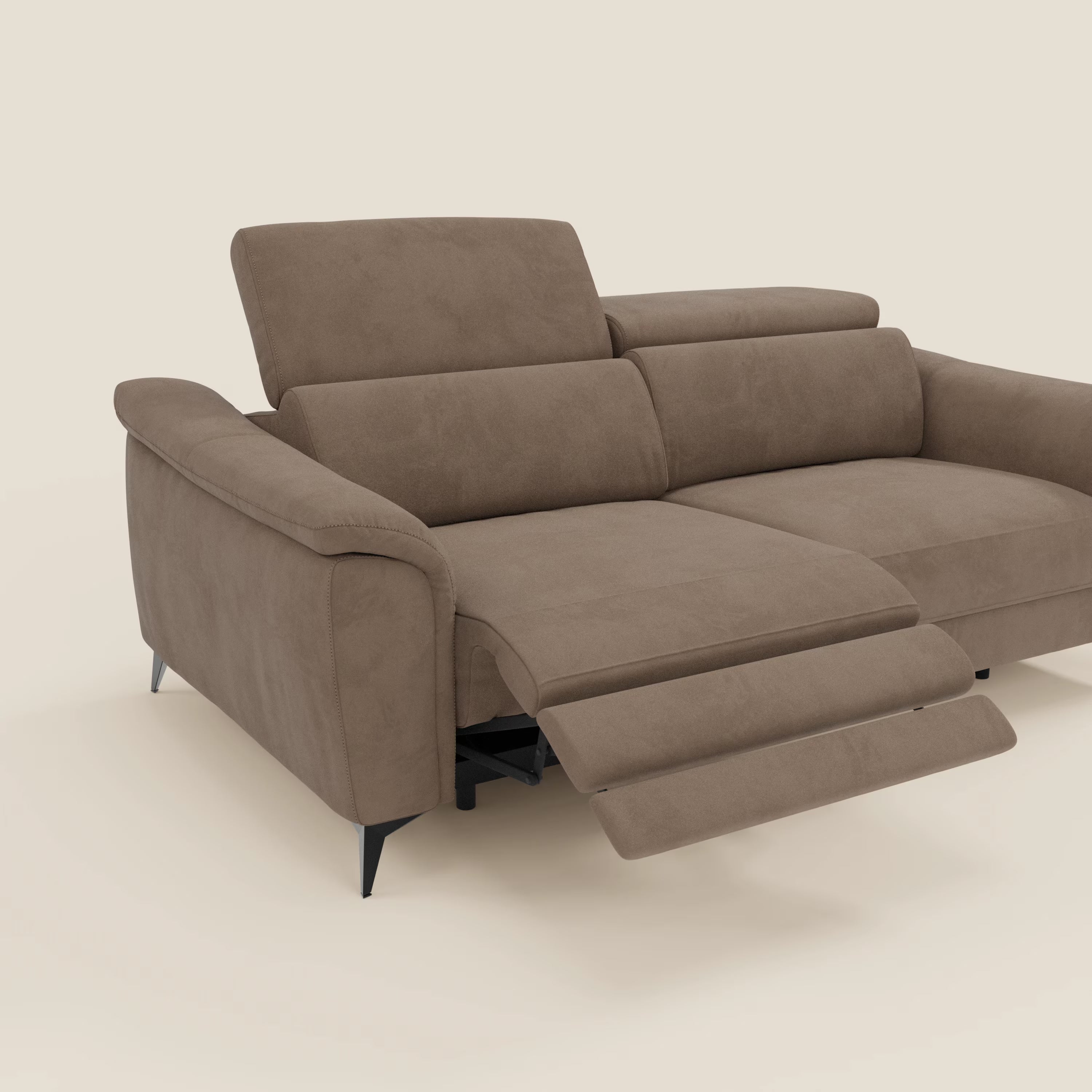 Arcos Canapé 3 places - pieds hauts et têtières inclinables en microfibre imperméable T11 marron