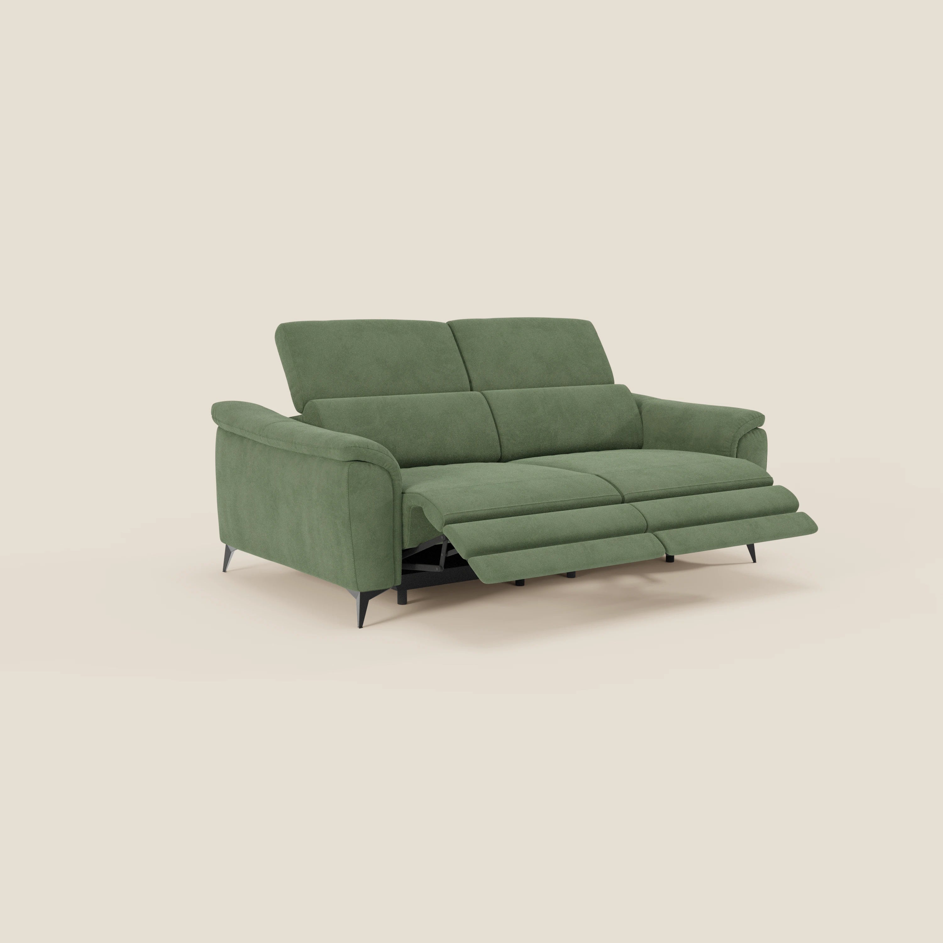 Arcos Canapé 3 places - pieds hauts et têtières inclinables en microfibre imperméable T11 vert