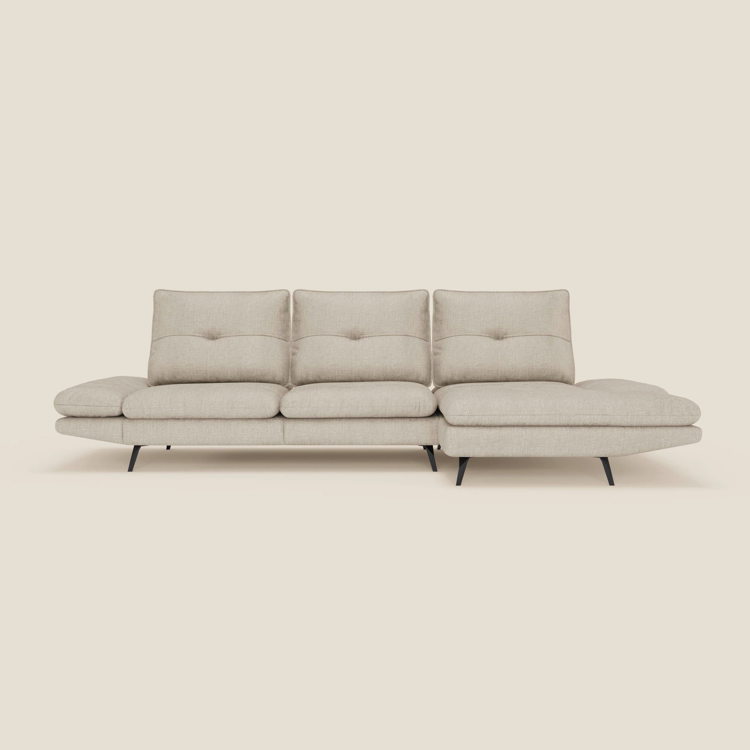 Ardex Canapé avec méridienne - dossiers coulissants et accoudoirs réglables en élégant tissu imperméable T06 crème