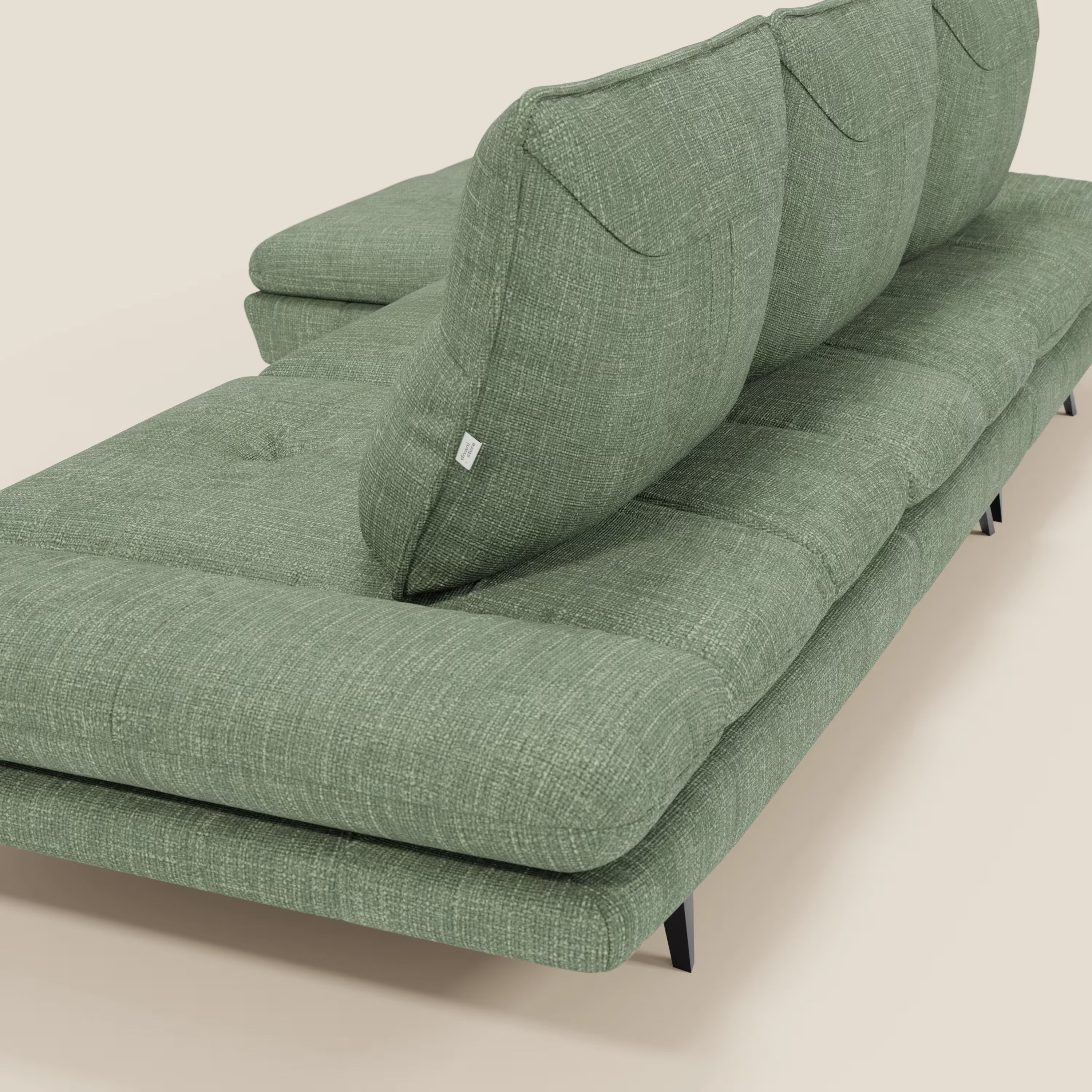 Ardex Canapé avec méridienne - dossiers coulissants et accoudoirs réglables en élégant tissu imperméable T06 vert