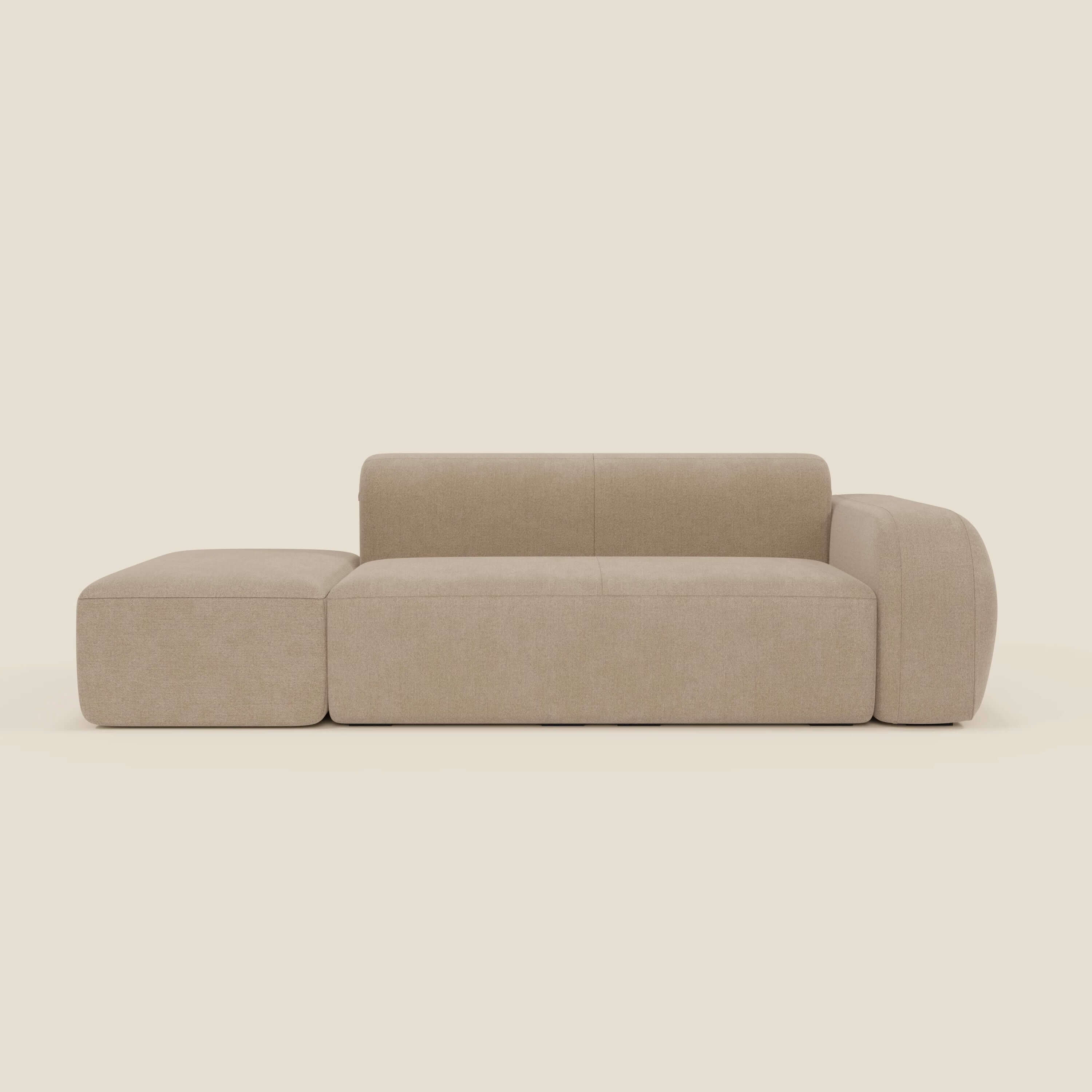 BonBon Canapé modulable – Composition avec pouf terminal en tissu détachable T23 beige
