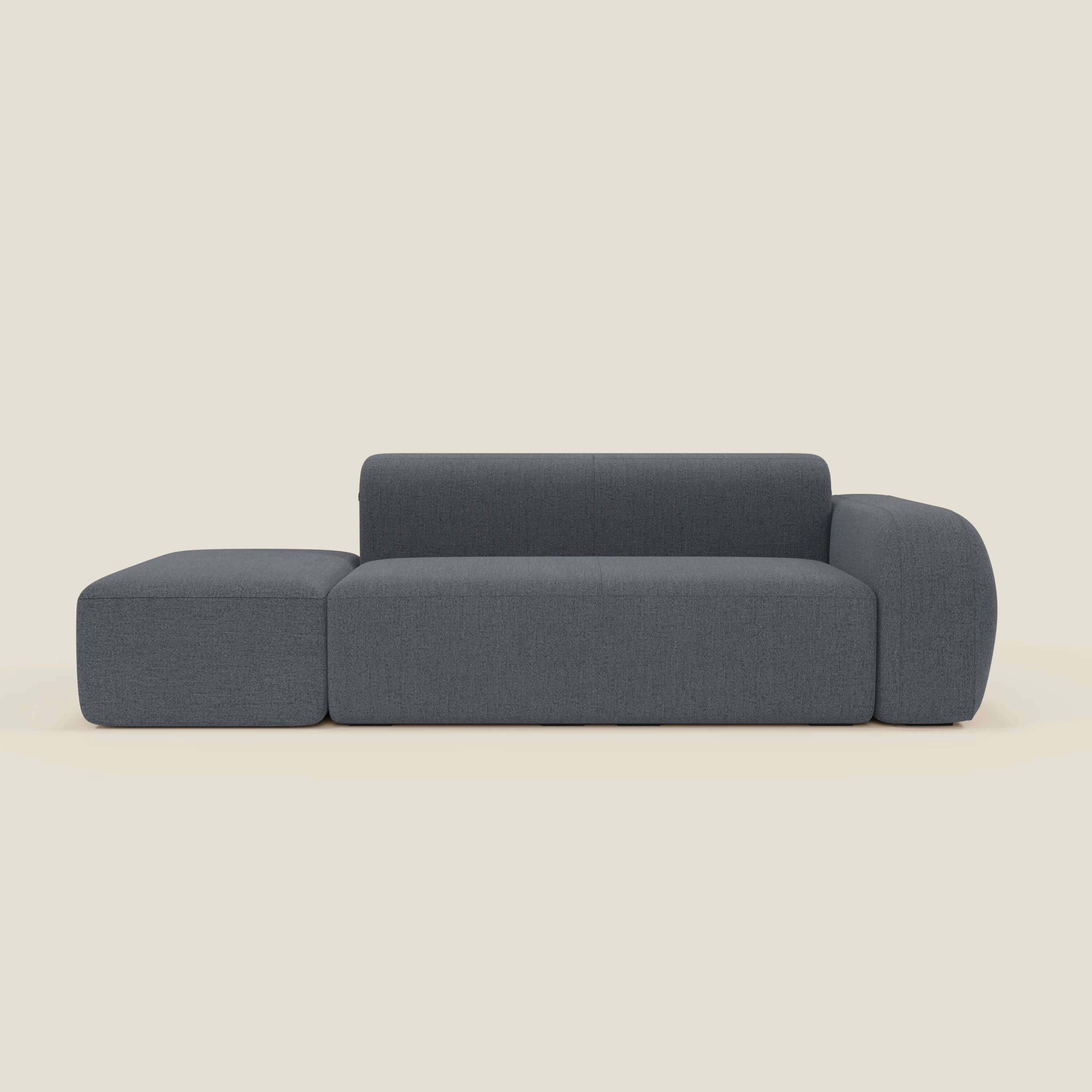 BonBon Canapé modulable – Composition avec pouf terminal en tissu détachable T23 bleu graphite