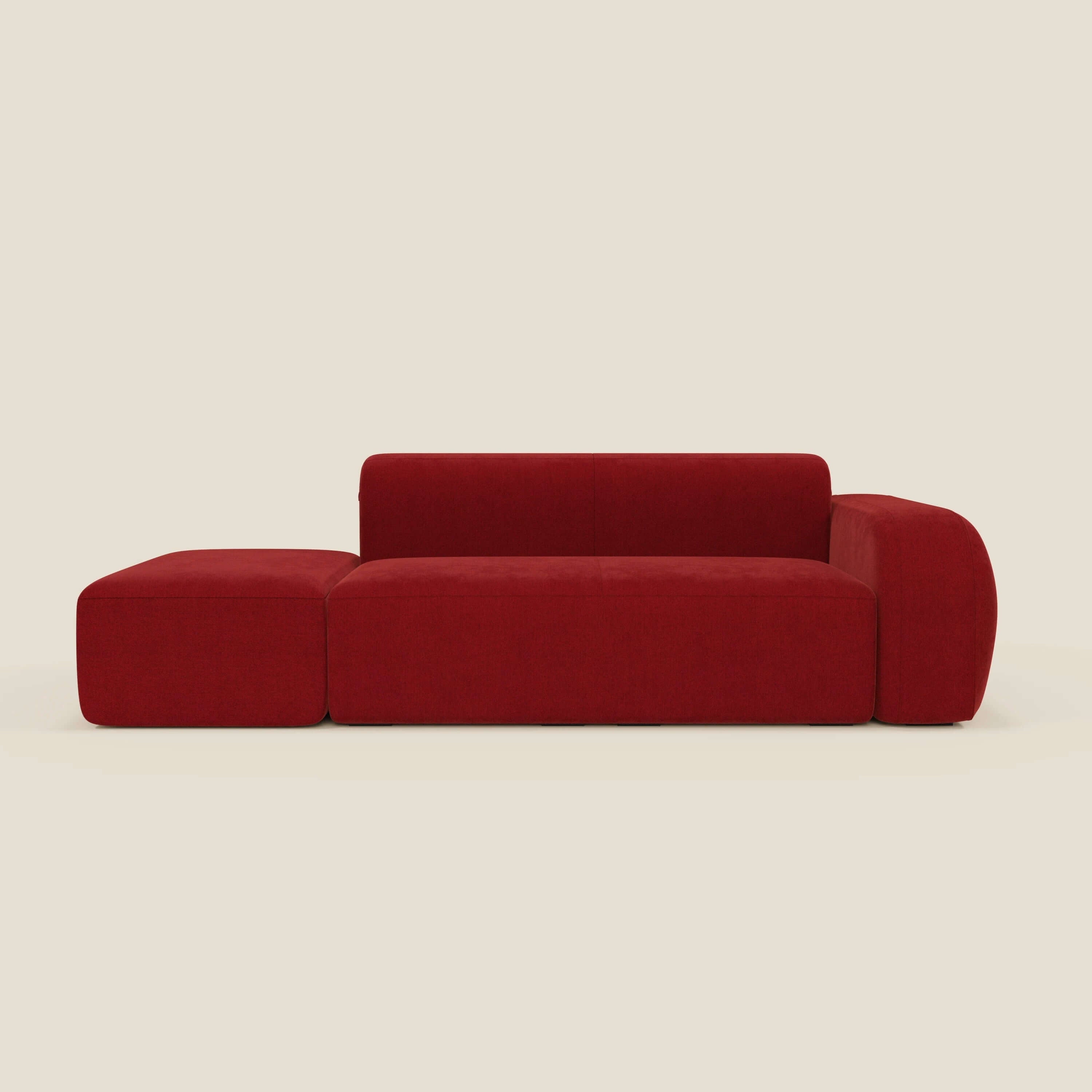 BonBon Canapé modulable – Composition avec pouf terminal en tissu détachable T23 bordeaux