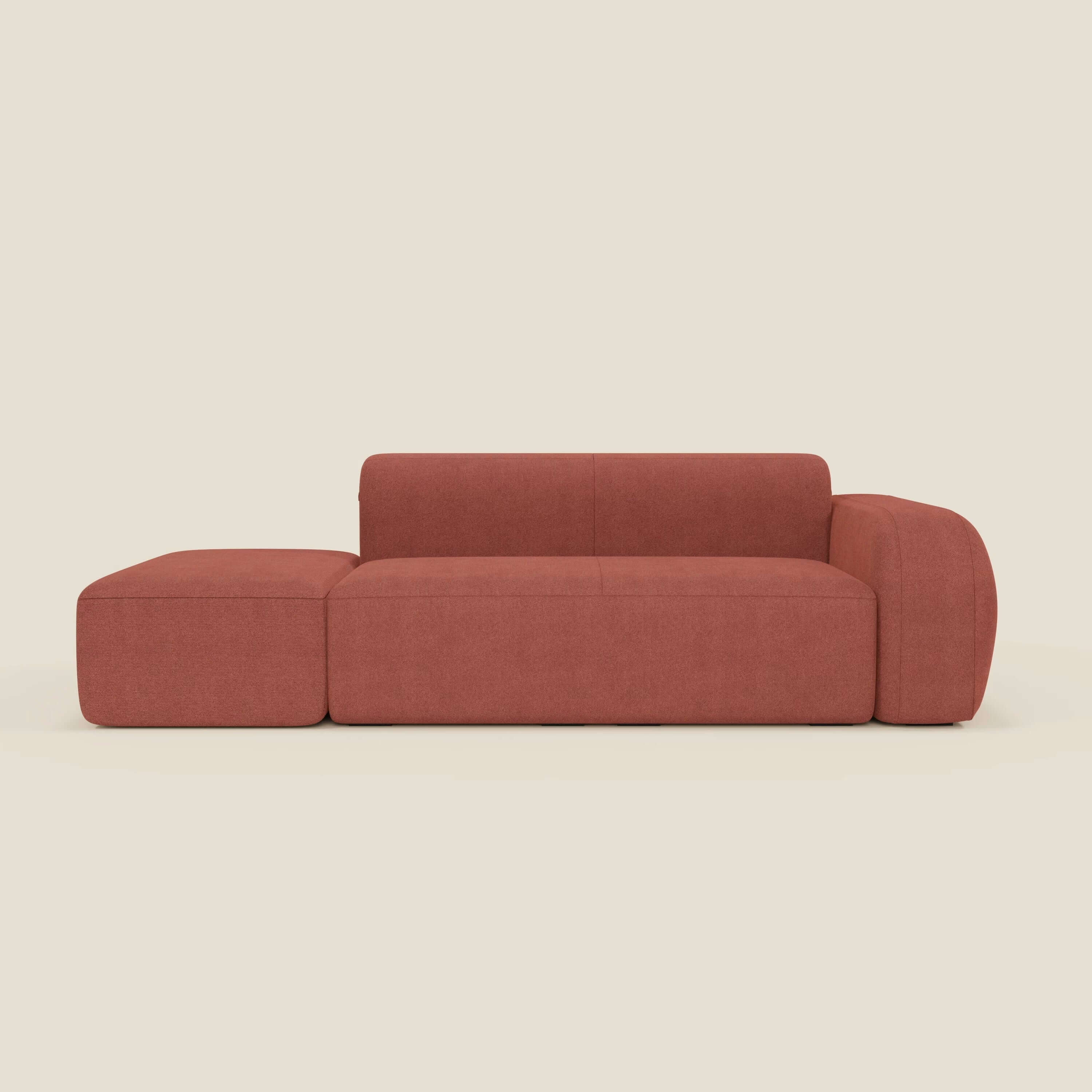 BonBon Canapé modulable – Composition avec pouf terminal en tissu détachable T23 rouge cerise
