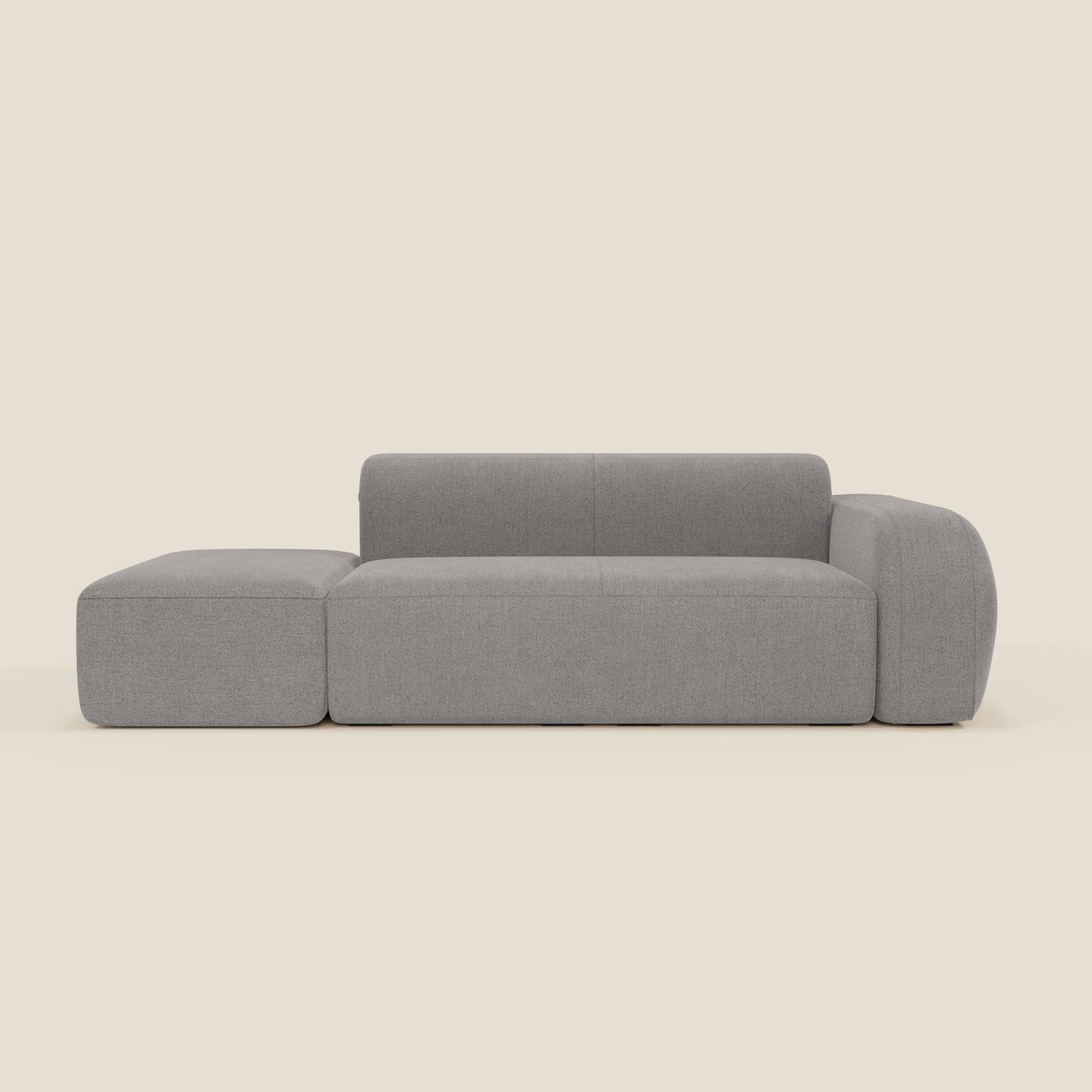 BonBon Canapé modulable – Composition avec pouf terminal en tissu détachable T23 gris