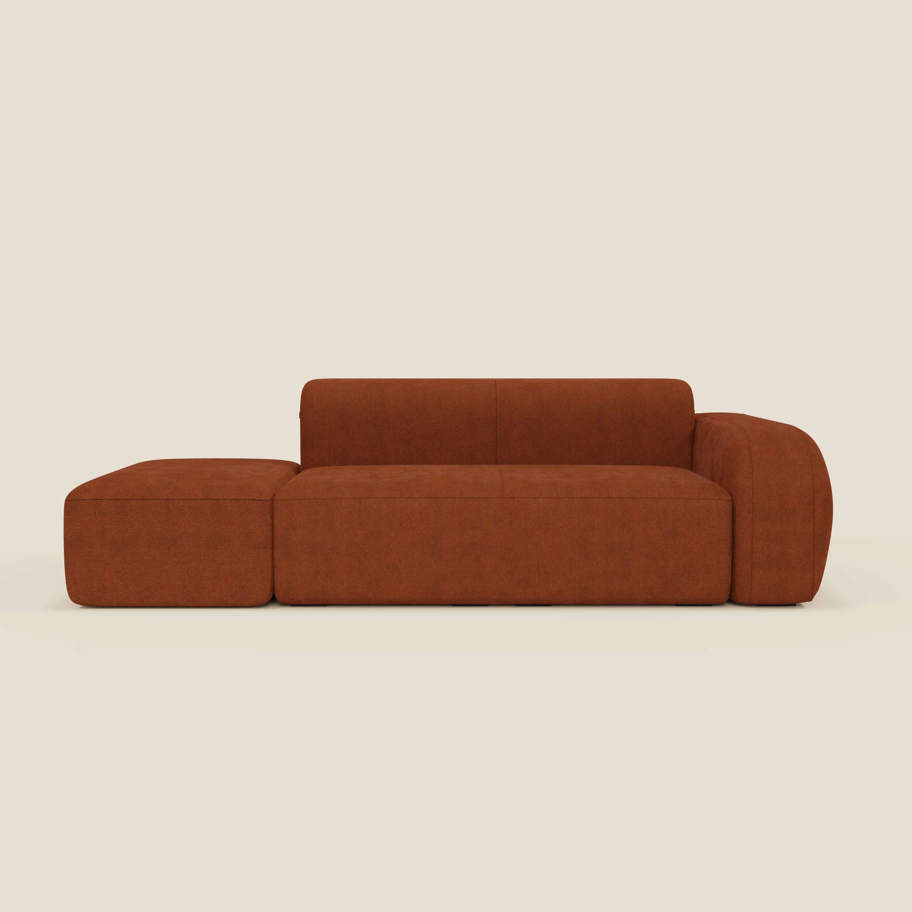 BonBon Canapé modulable – Composition avec pouf terminal en tissu détachable T23 orange rouille