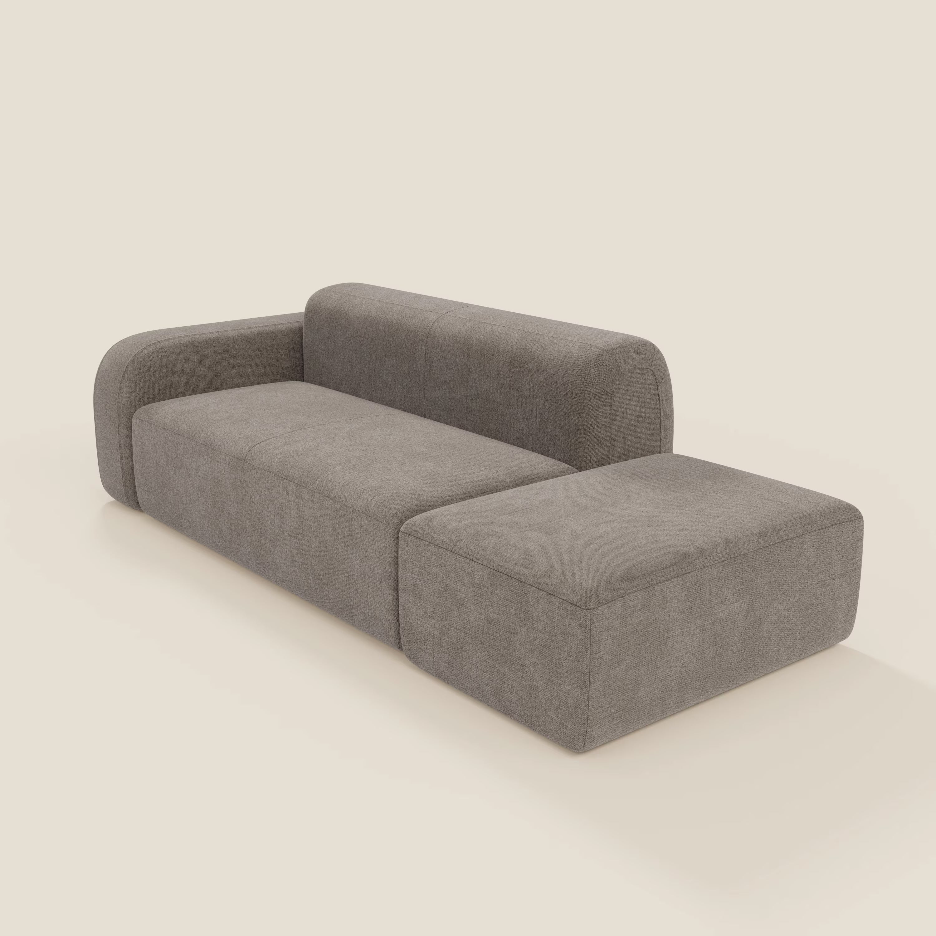 BonBon Canapé modulable – Composition avec pouf terminal en tissu détachable T23 taupe