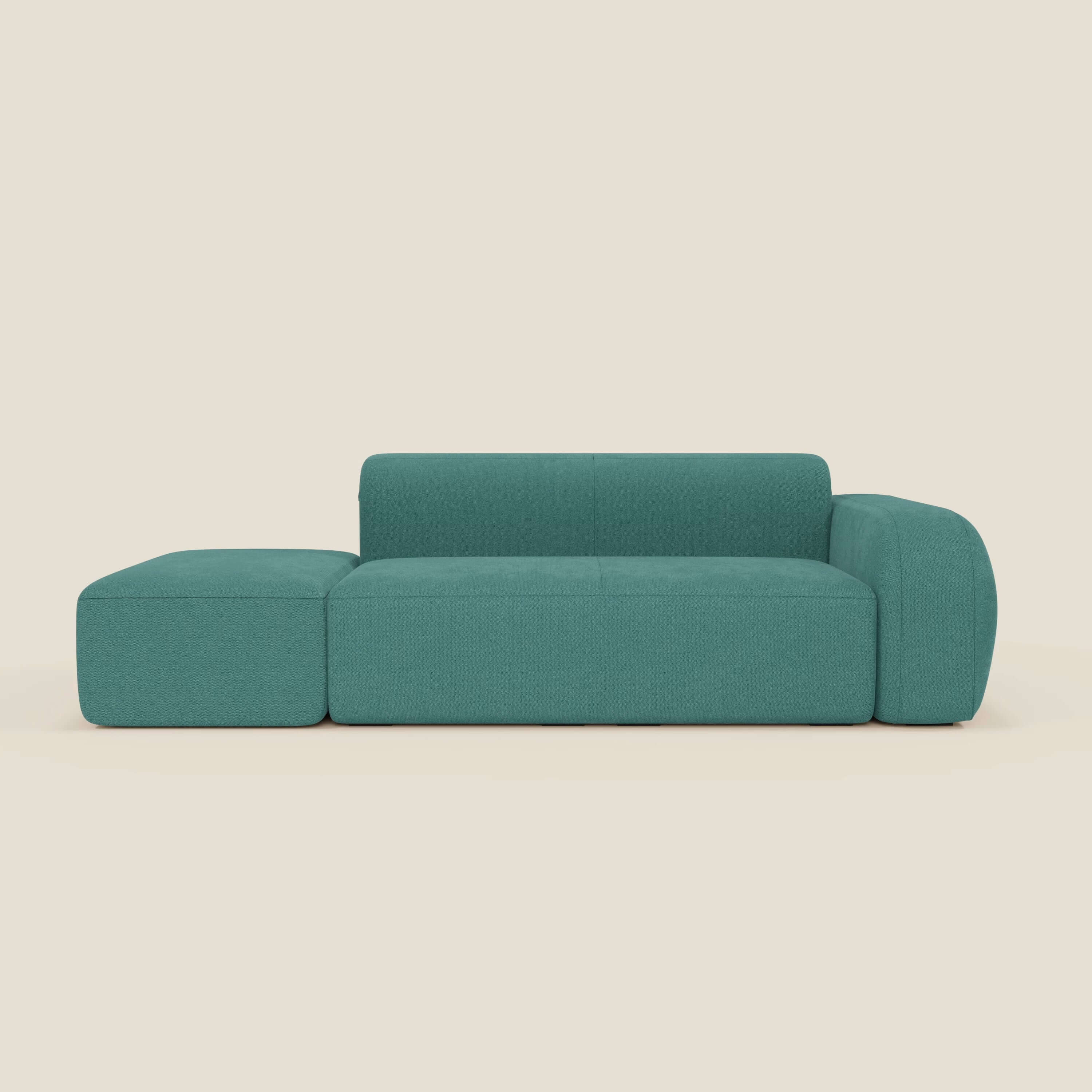 BonBon Canapé modulable – Composition avec pouf terminal en tissu détachable T23 vert aquamarine