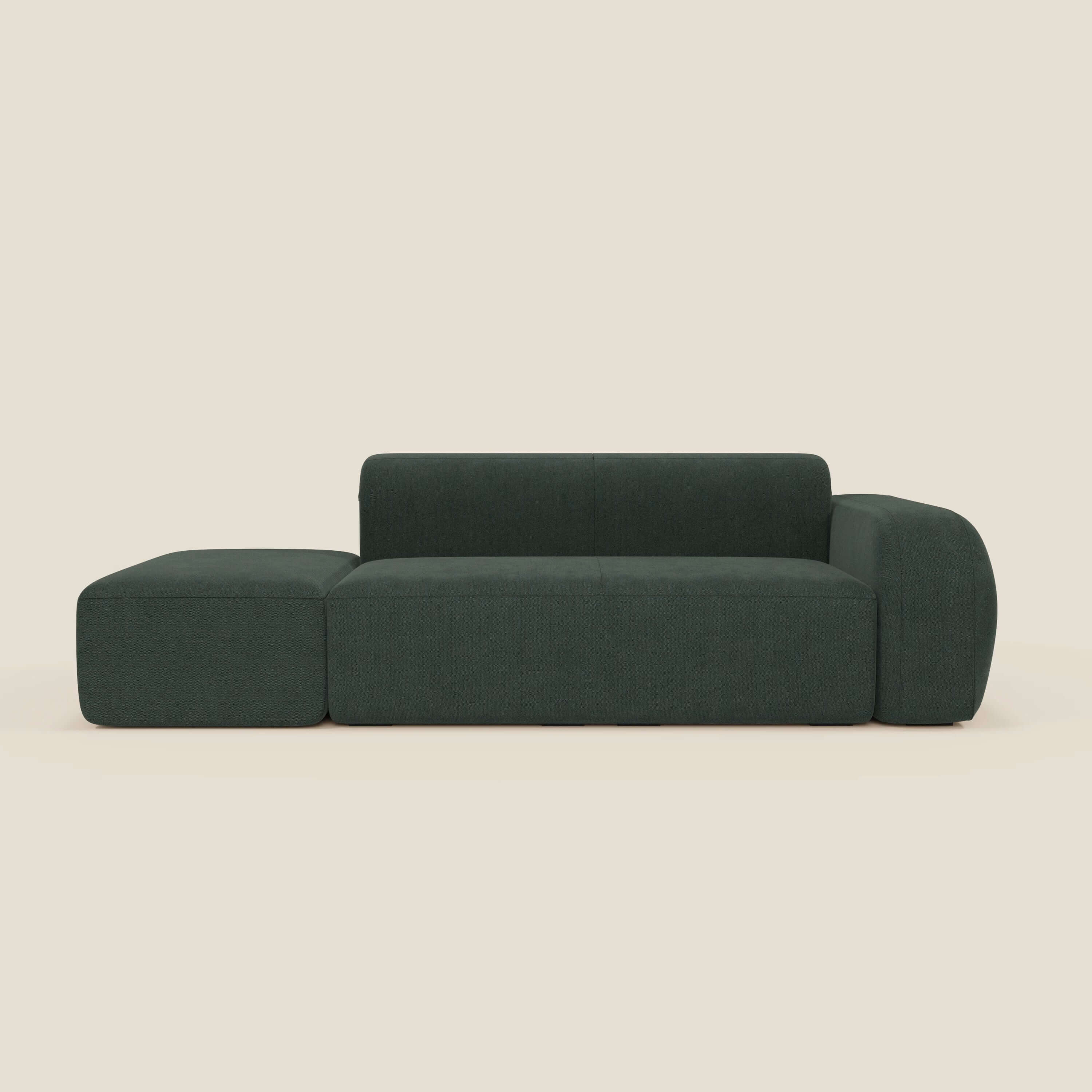 BonBon Canapé modulable – Composition avec pouf terminal en tissu détachable T23 vert